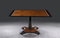Rare 19th Century Anglo-Indian Amboyna and Ebony Centre Dining Table