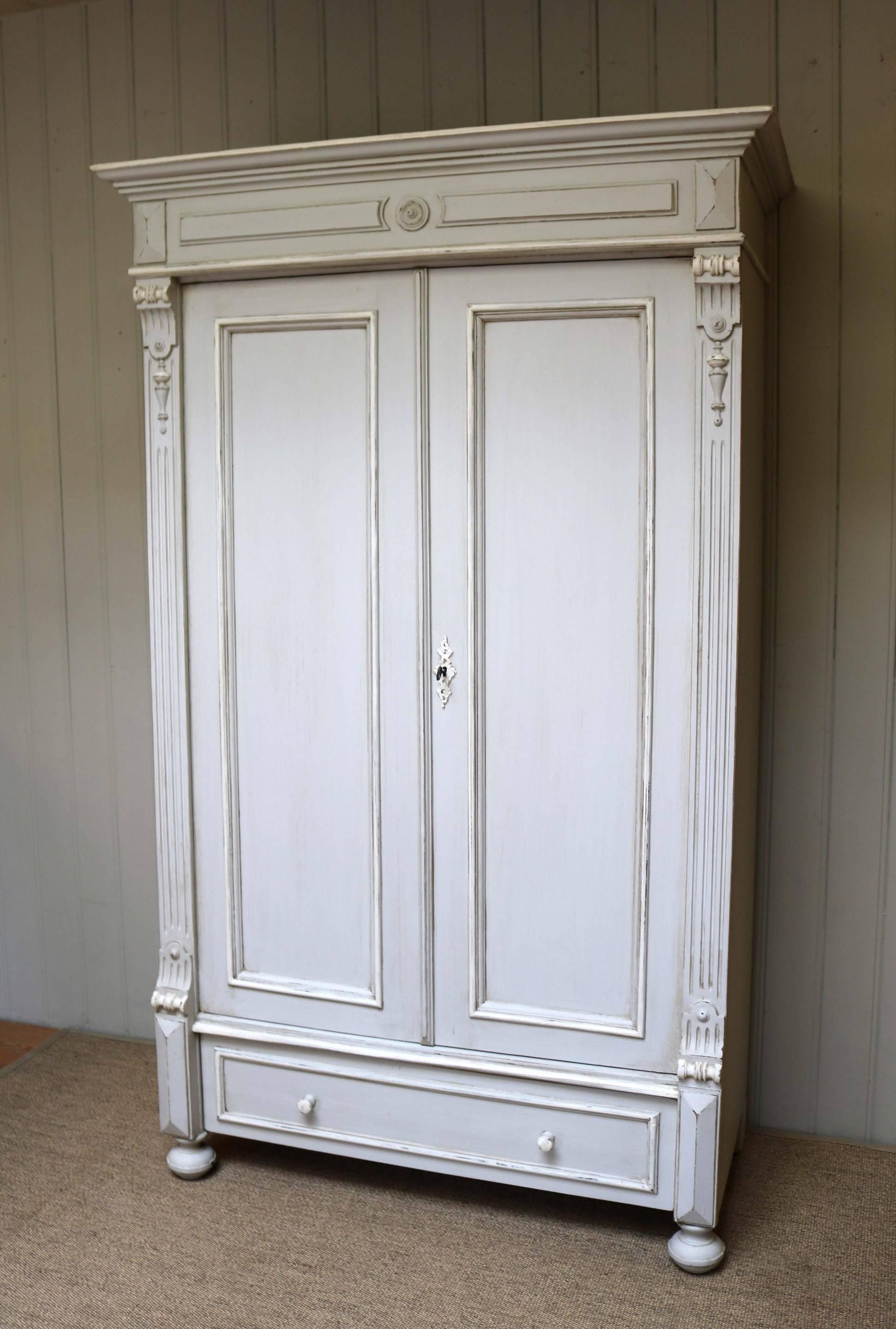 European Late 19th Century Painted Wardrobe