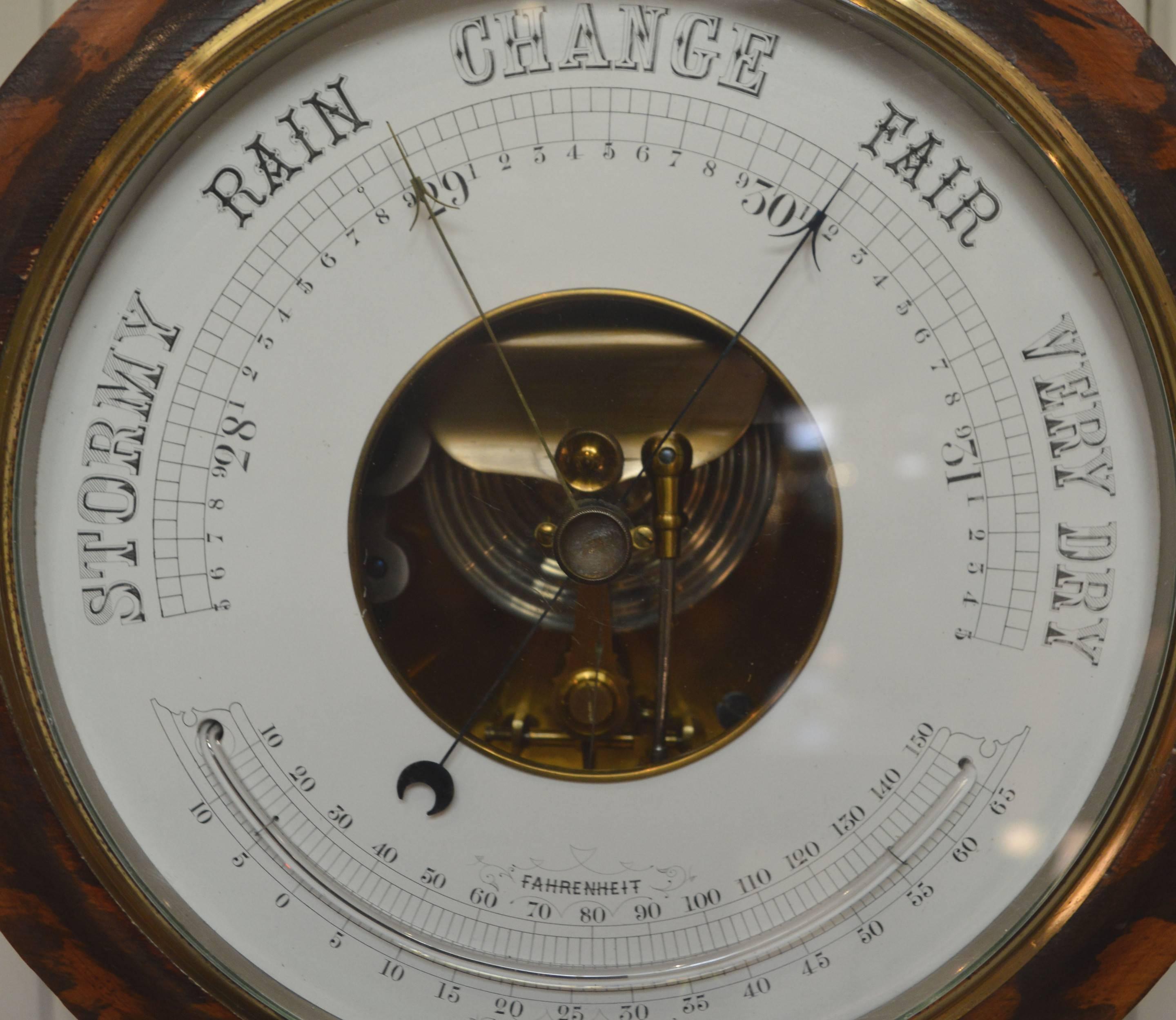 English Large Circular Aneroid Barometer