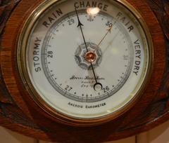 Edwardian Oval Oak Barometer
