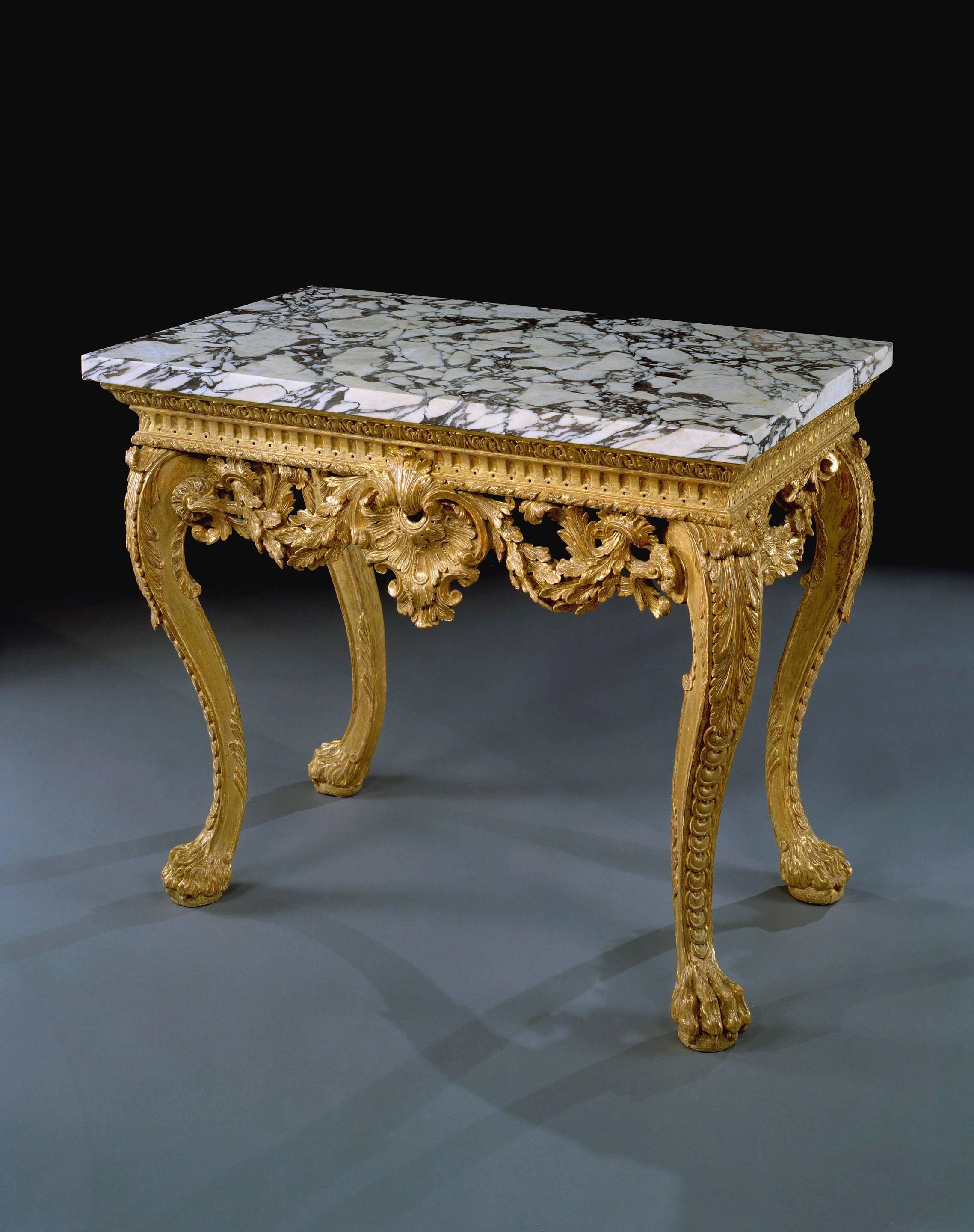 Pair of George II Carved Giltwood Side Tables In Good Condition For Sale In London, GB