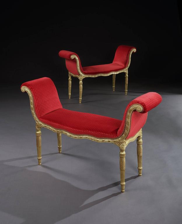 Pair of George III Giltwood Window Seats For Sale at 1stdibs