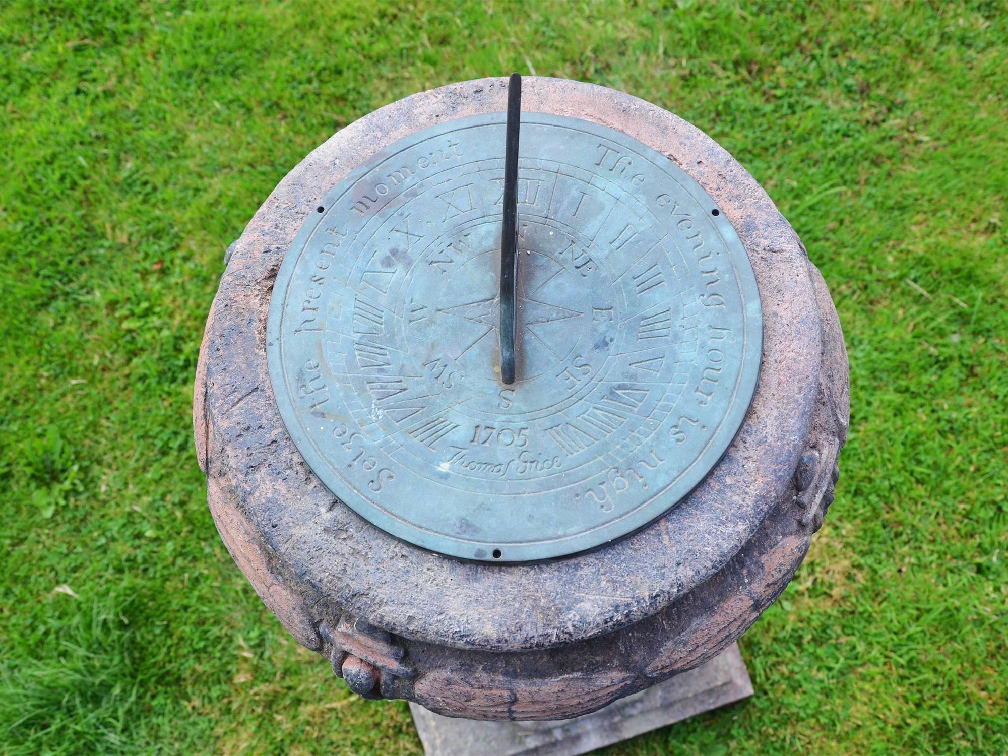 Arts & Crafts Terracotta Sundial Attributed to the Compton Pottery In Good Condition In Gloucestershire, GB