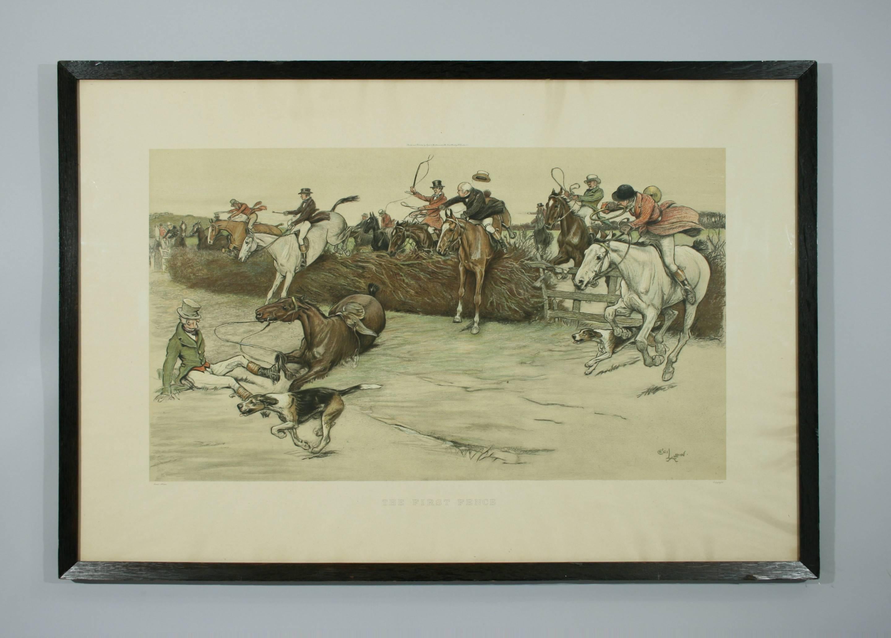 'The First fence' by Cecil Aldin. Equestrian Print,
A fine chromolithograph after Cecil Aldin en-titled 