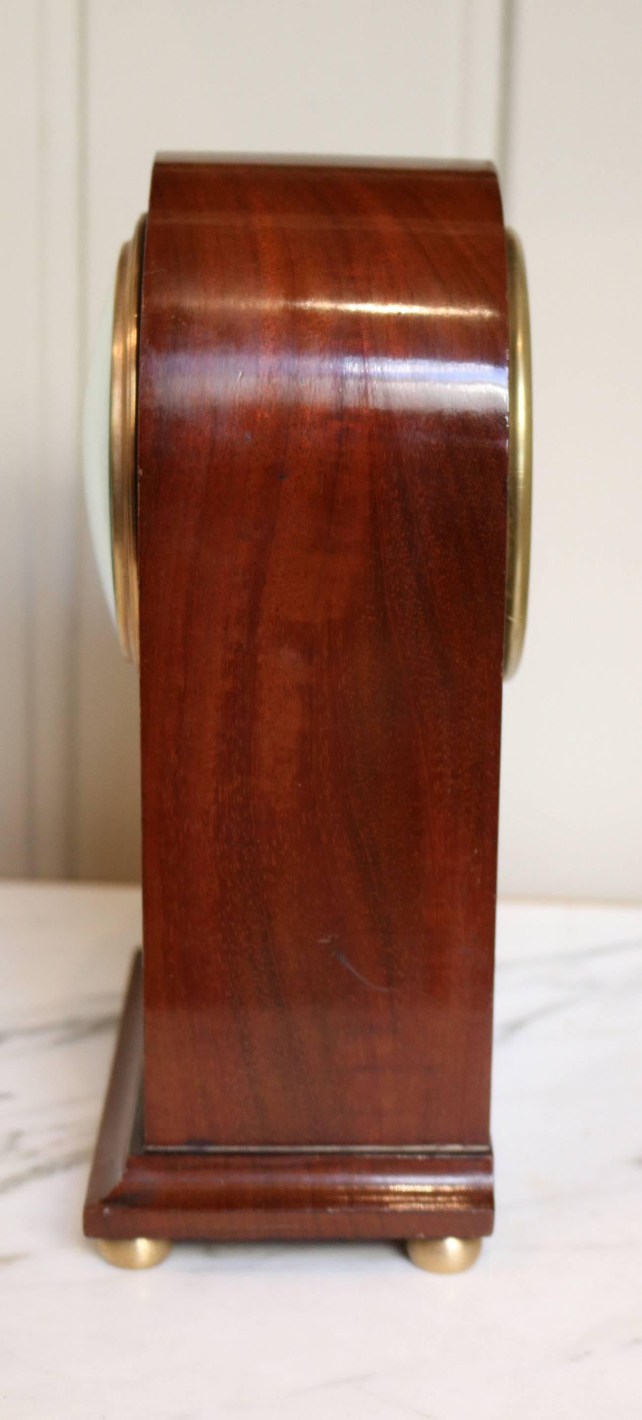 Edwardian Mahogany and Inlay Mantel Clock In Good Condition In Buckinghamshire, GB
