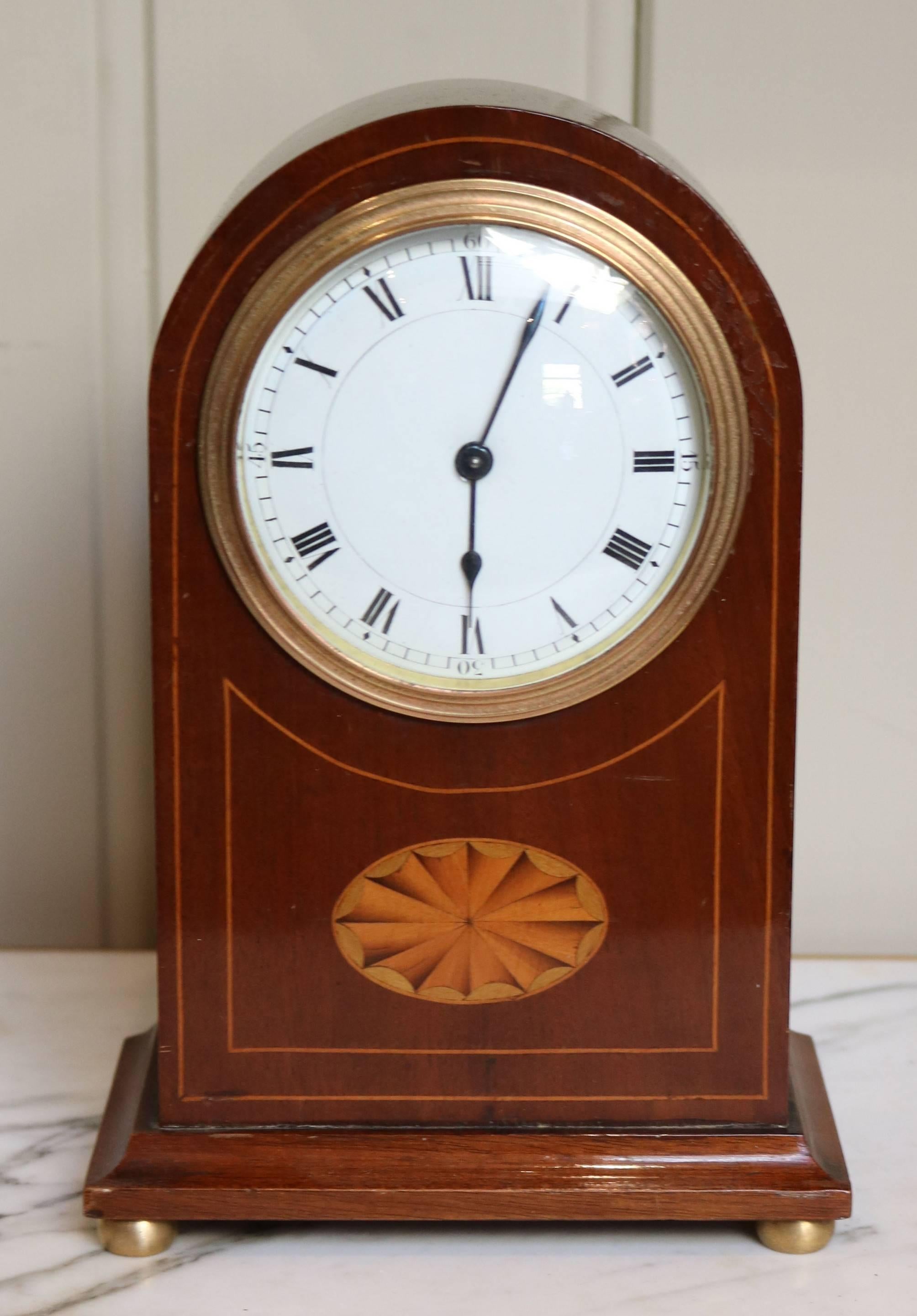 Edwardian Mahogany and Inlay Mantel Clock 1