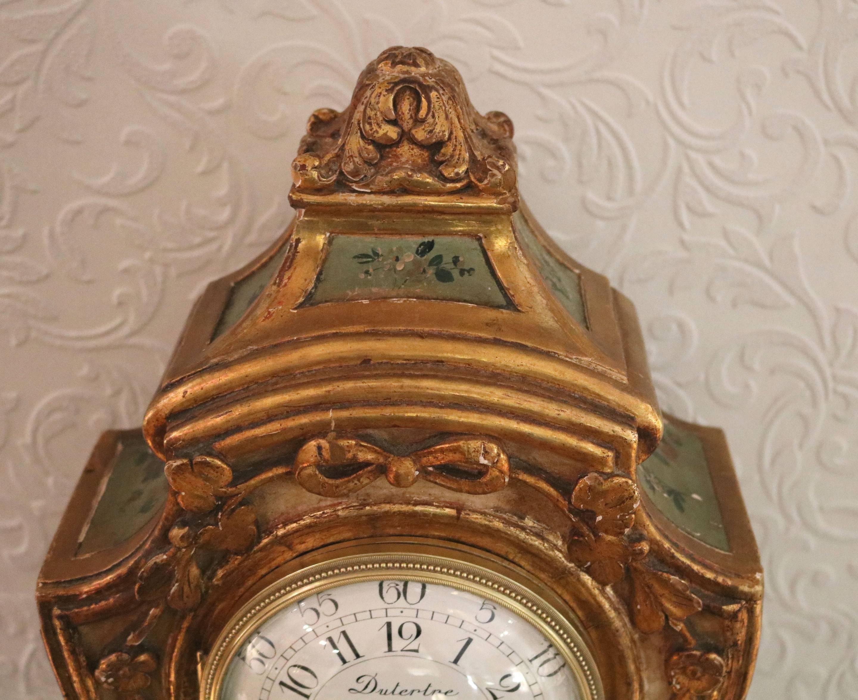 20th Century Louis XV Style Carved Giltwood Mantel Clock For Sale