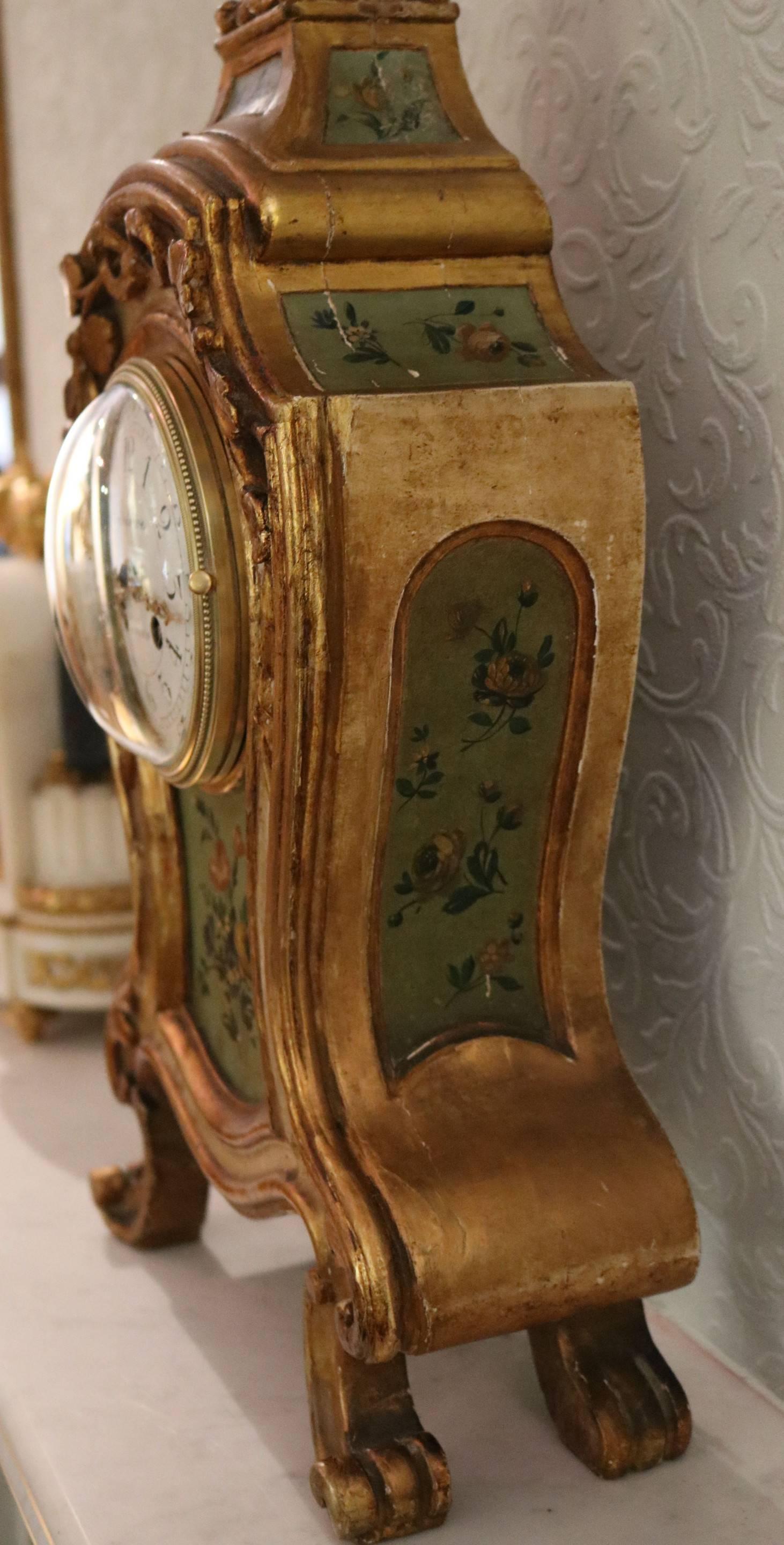 Louis XV Style Carved Giltwood Mantel Clock For Sale 3