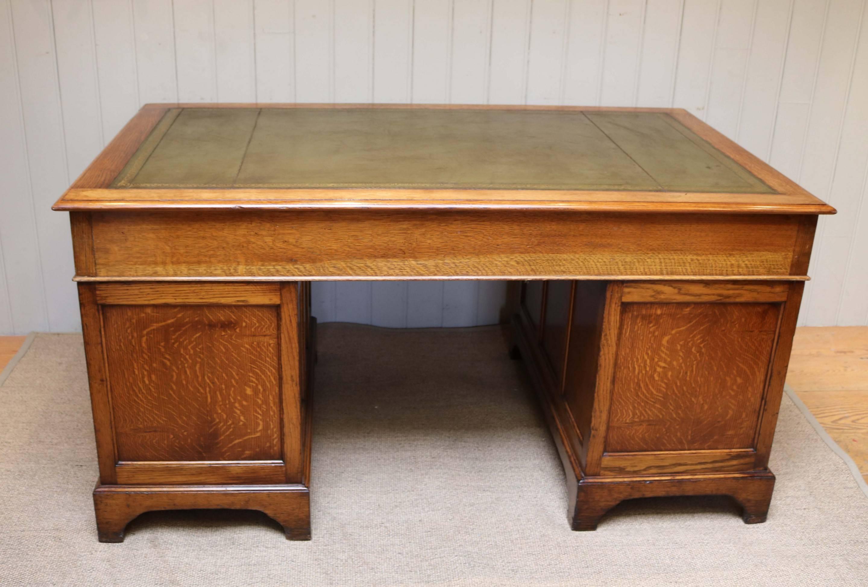 Large Oak Pedestal Desk 2