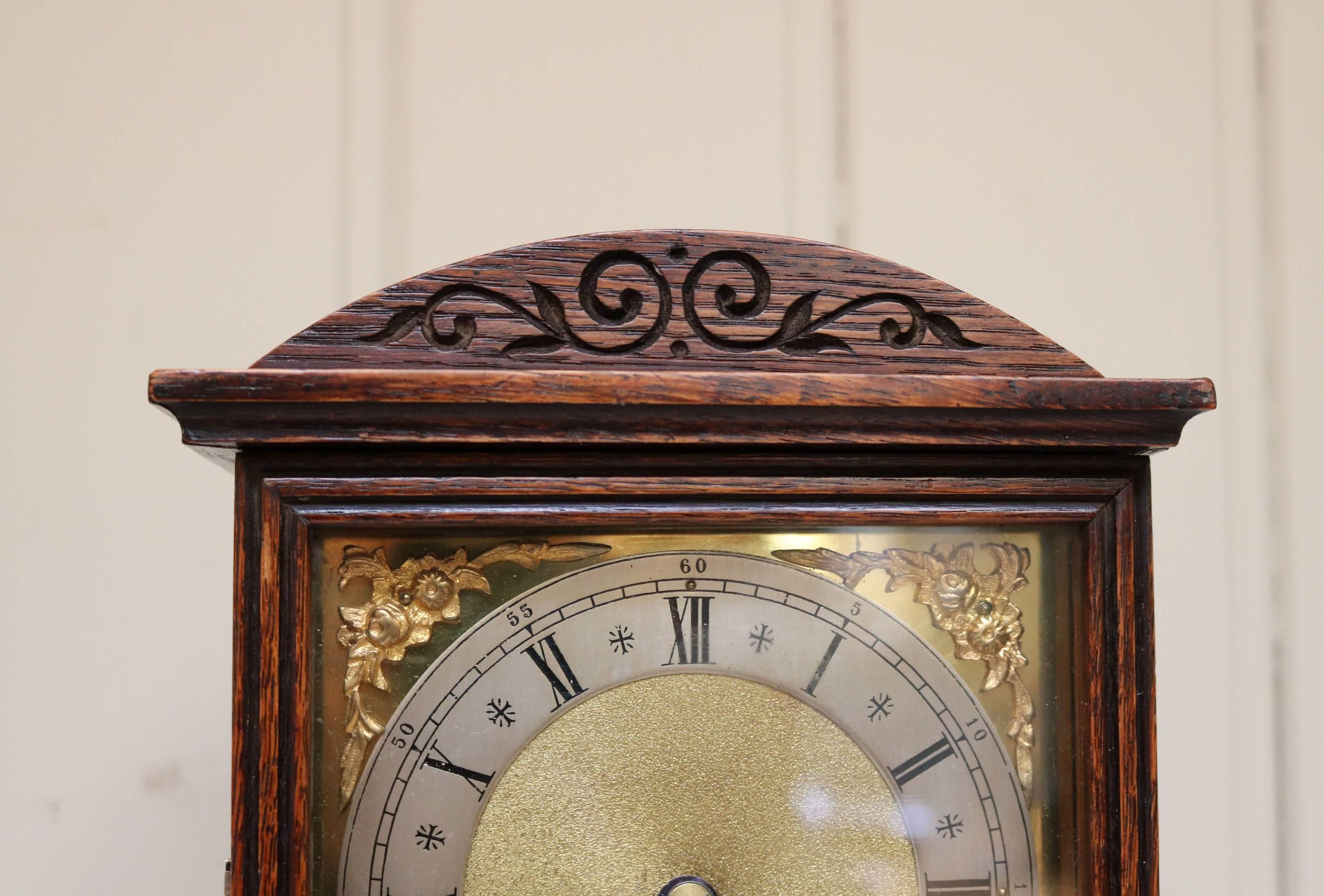 German Edwardian Oak Timepiece Mantel Clock