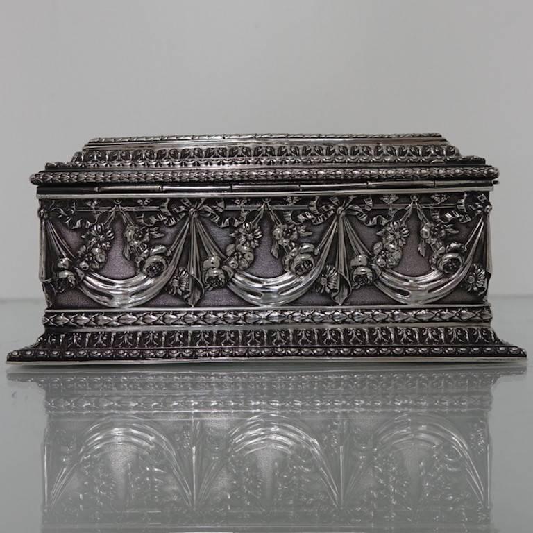 Antique Silver French Jewellery Casket, circa 1880 For Sale 2