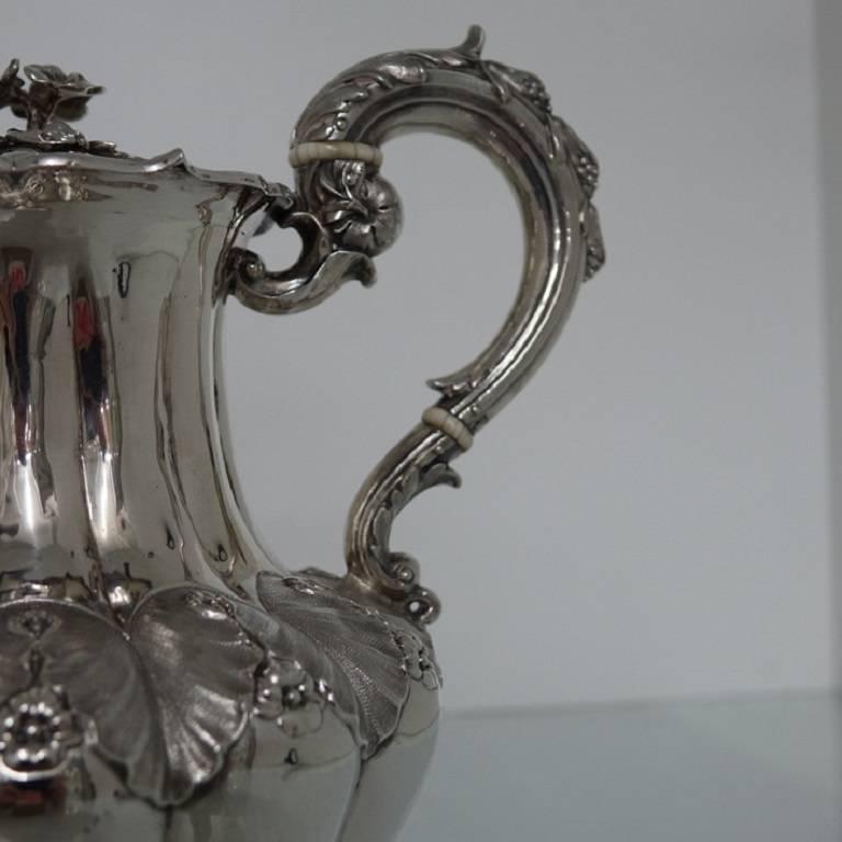 British Victorian 19th Century Five Piece Silver Tea & Coffee Set Messrs Barnard For Sale