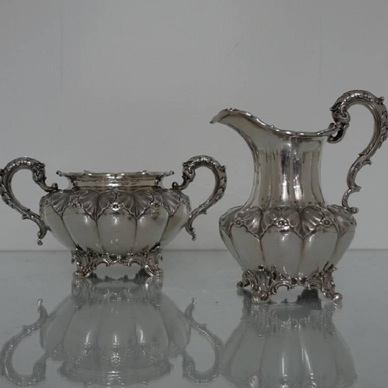 Victorian 19th Century Five Piece Silver Tea & Coffee Set Messrs Barnard For Sale 4