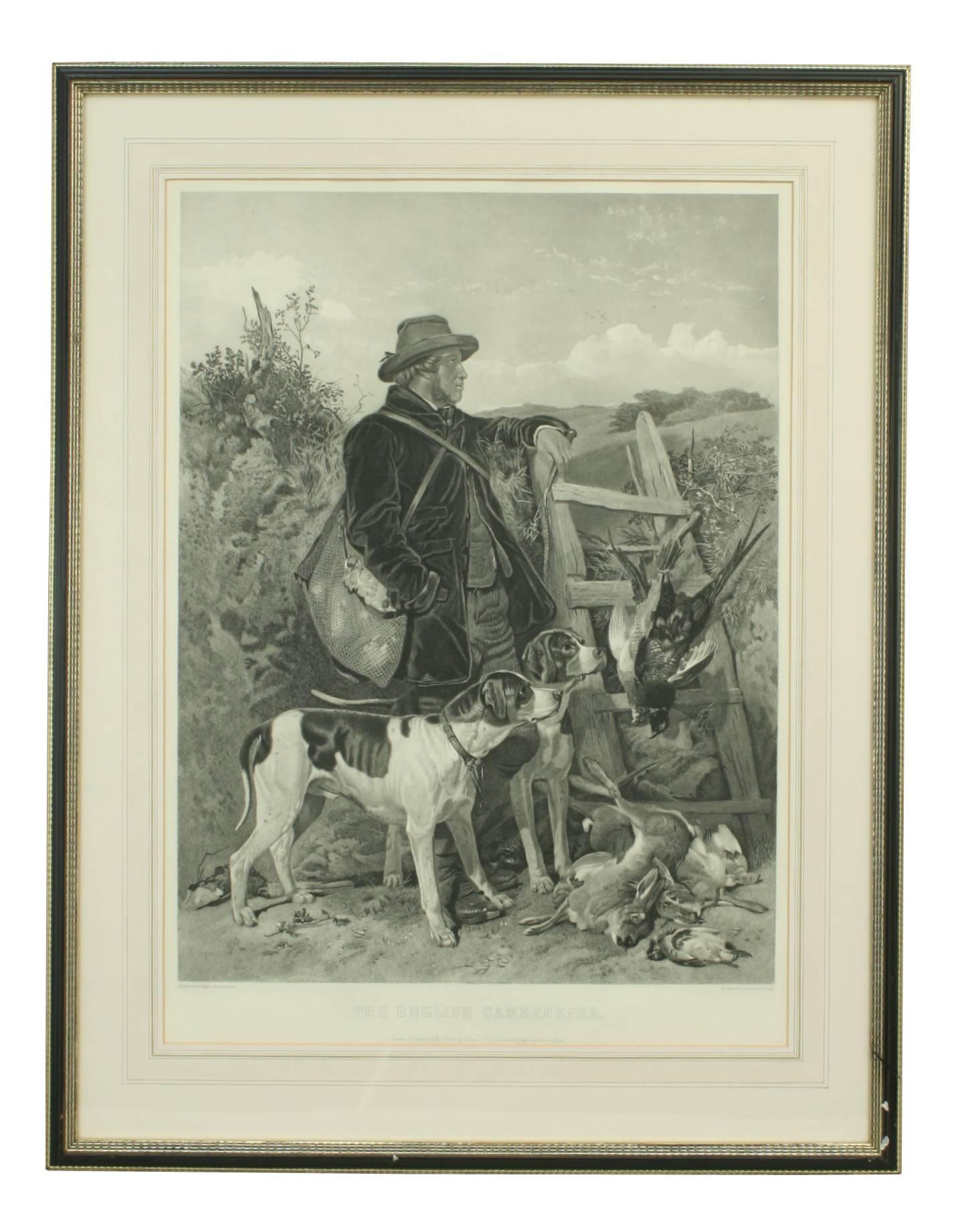 English and Scottish Gamekeepers. 
A large pair of mixed method engravings of an English and Scottish gamekeeper, after the original painting by Richard Ansdell. Published July 1st,1858. Both shooting engravings by F. Stackpoole and Titled: English