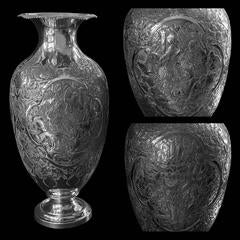 Pair of Large Persian Silver Vases