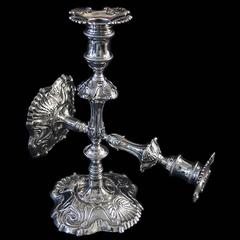 Pair of Antique Georgian Silver Cast Candlesticks