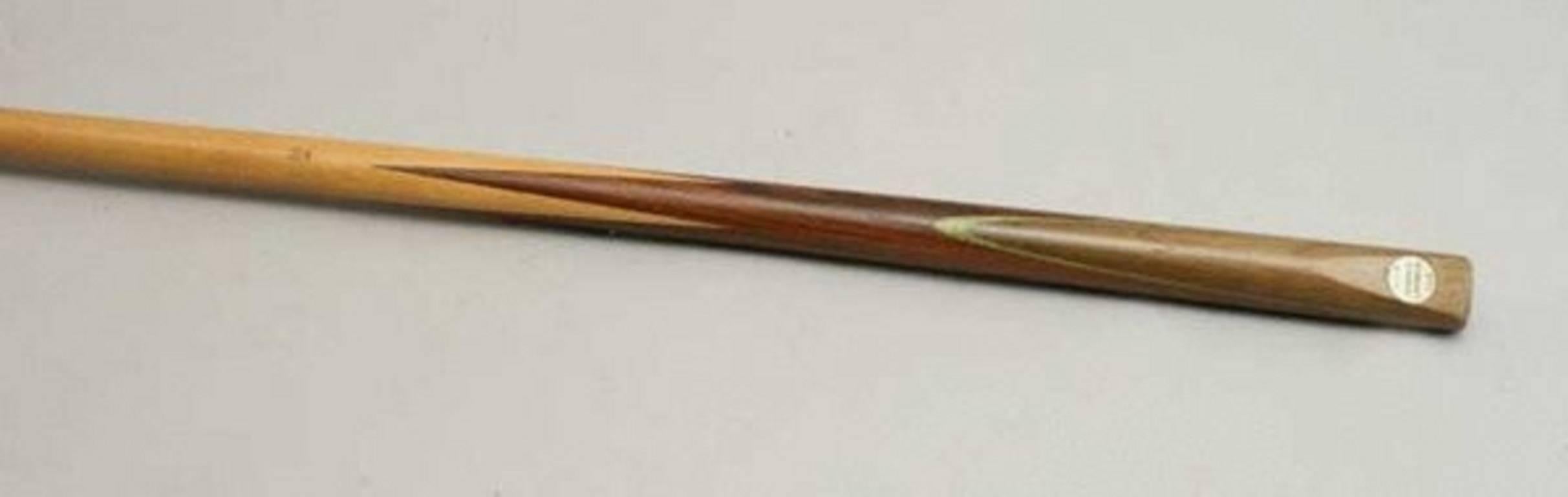 Billiard / Snooker Cue, Horace Lindrum. 
A spliced beech olive and hard wood cue with an ivorine disc - Club Cue Horace Lindrum. He was born in 1912 in Paddington, Sydney, the nephew of Walter Lindrum a World Champion Billiard player. Horace became