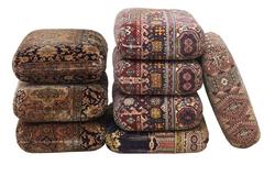 Set of Eight Early 20th Century Large Persian Cushions