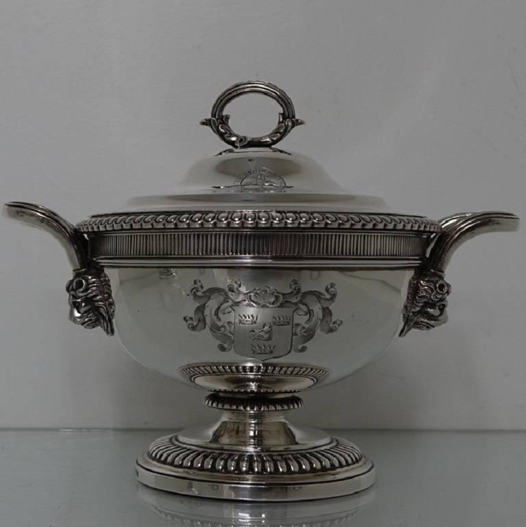 British Pair of Antique George III Sterling Silver Sauce Tureens, London For Sale