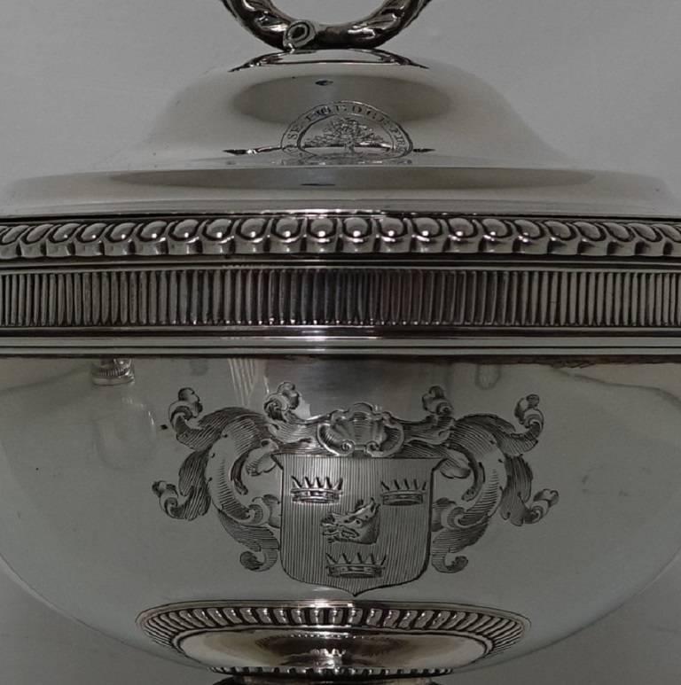 19th Century Pair of Antique George III Sterling Silver Sauce Tureens, London For Sale