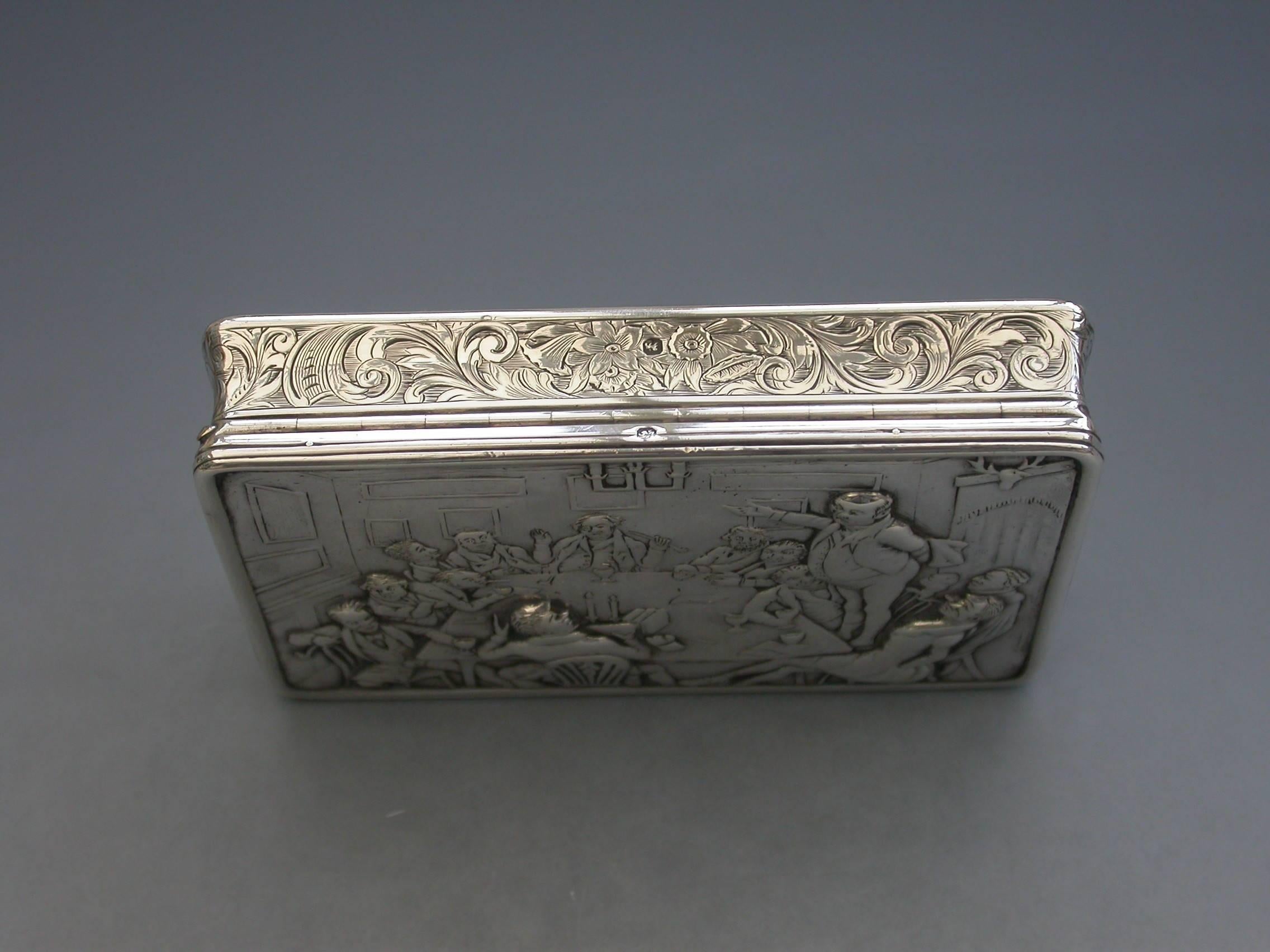 Victorian Silver Raised Relief Snuff Box 'Mr Pickwick' 1