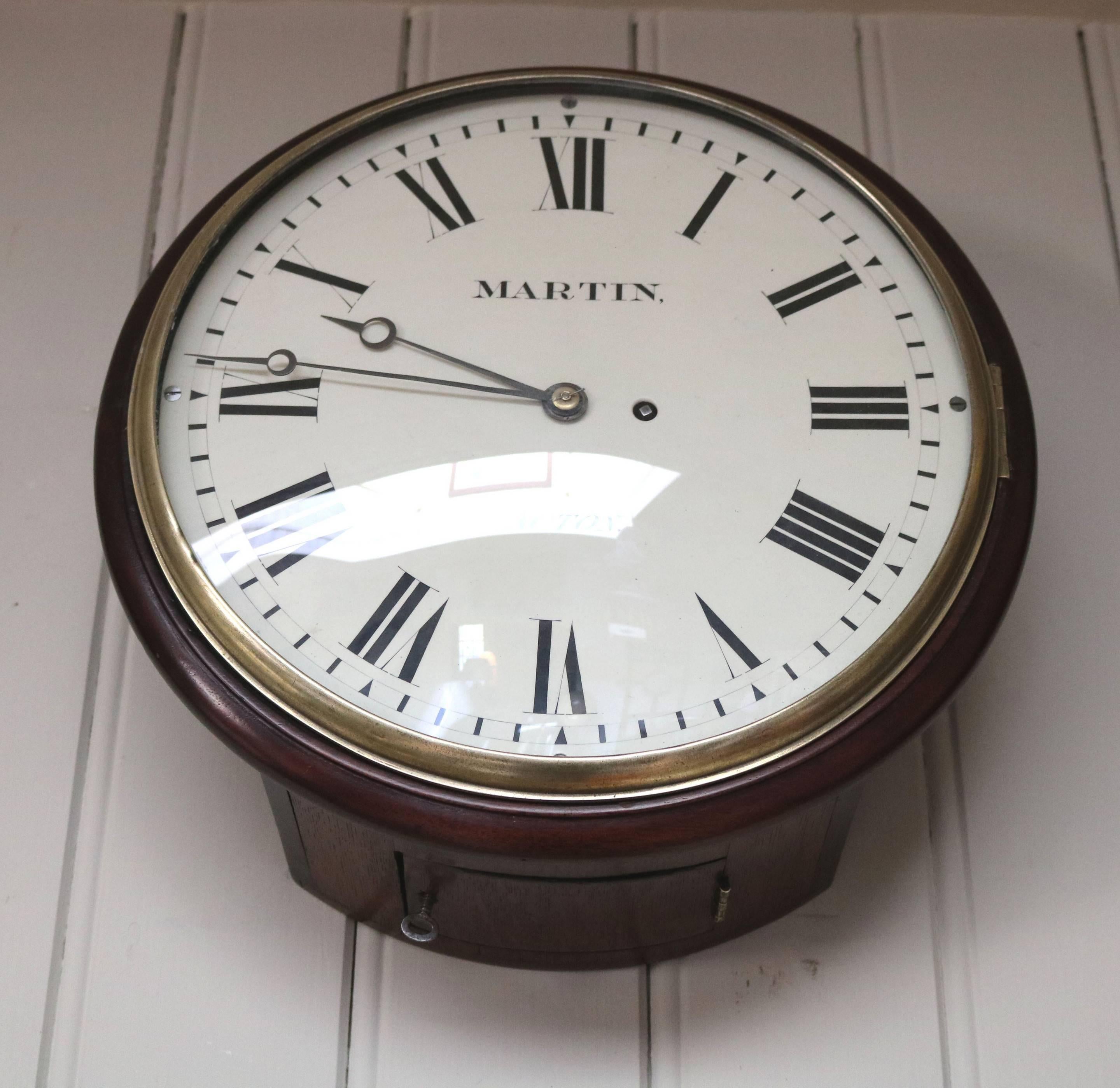Early Fusee Dial Wall Clock In Good Condition In Buckinghamshire, GB