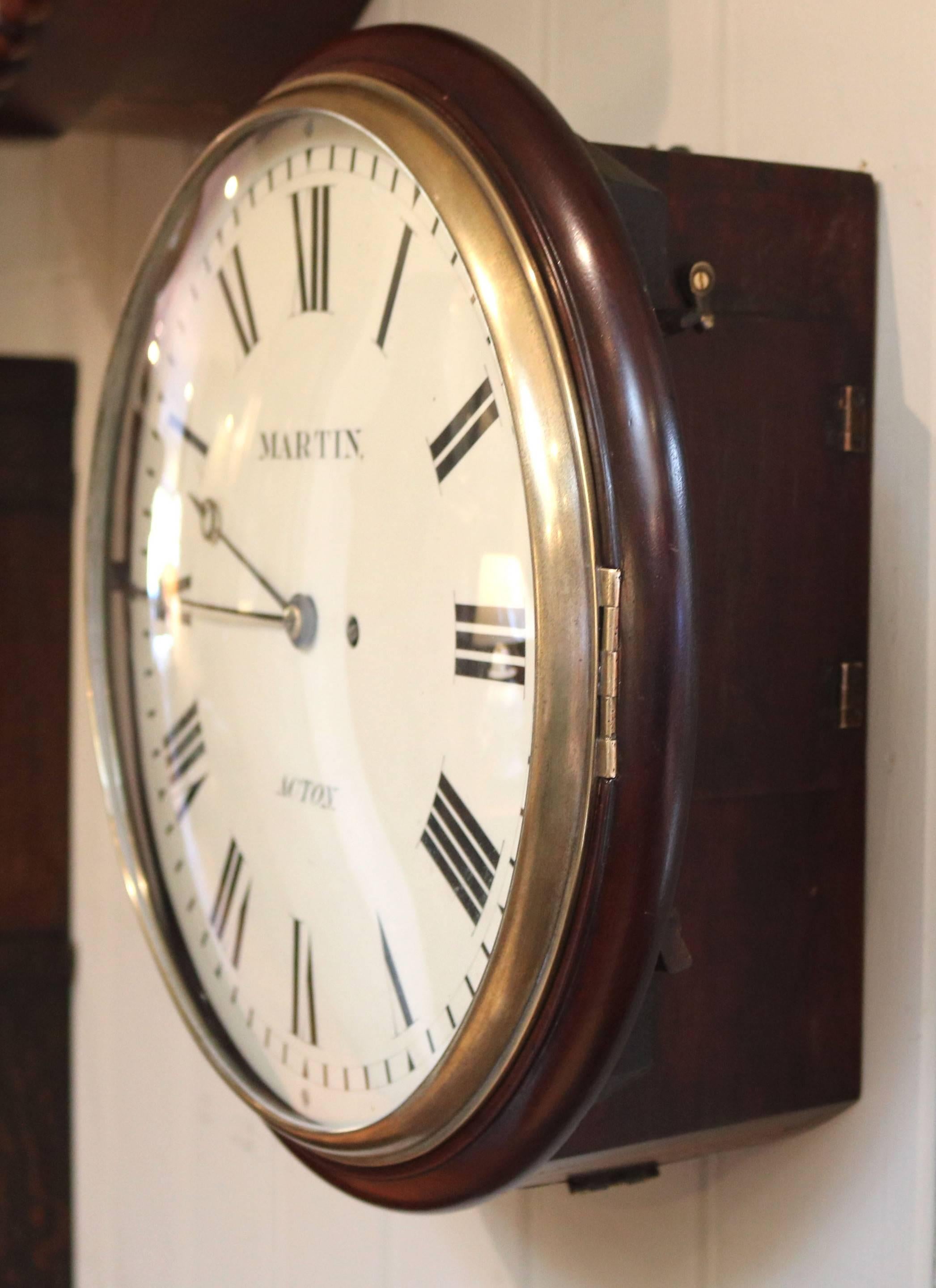 19th Century Early Fusee Dial Wall Clock