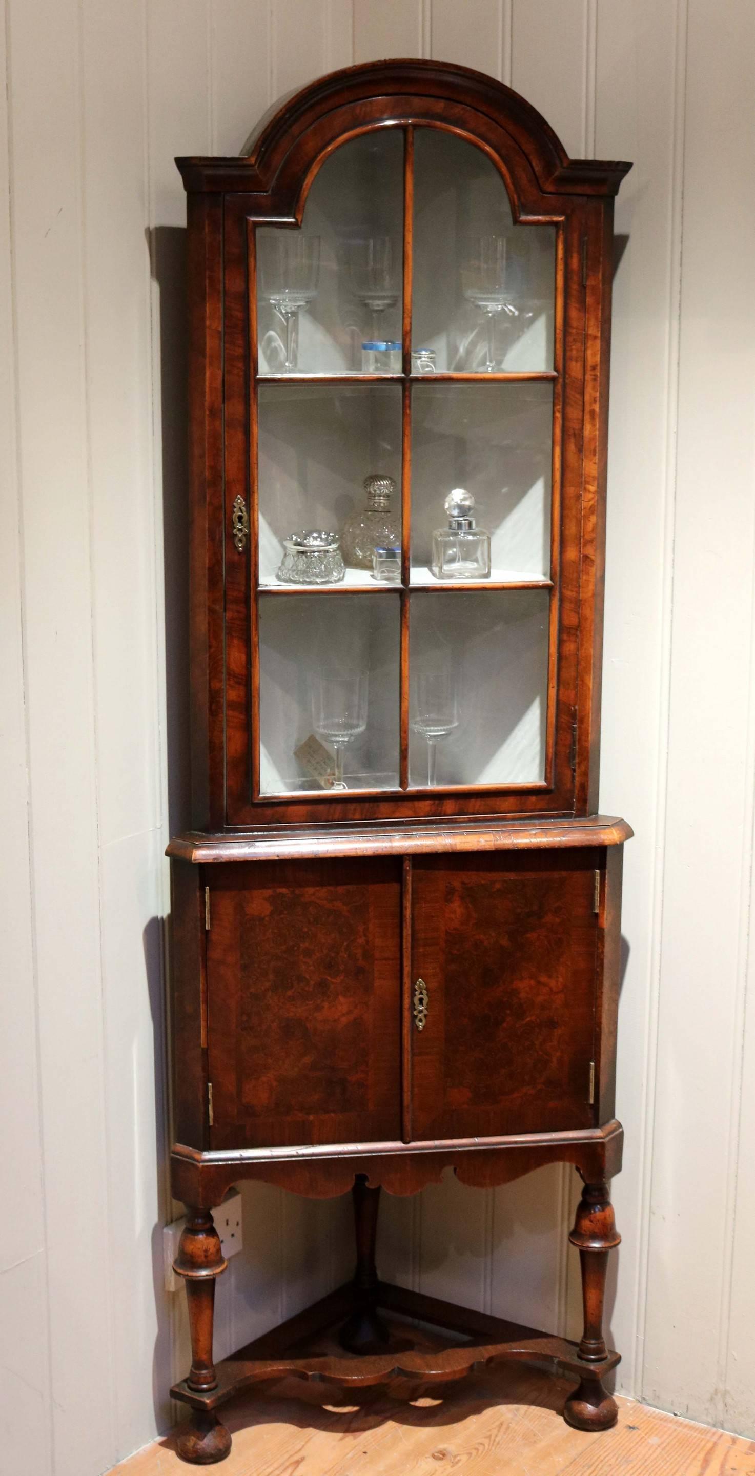 Burr Walnut Corner Display Cabinet 1