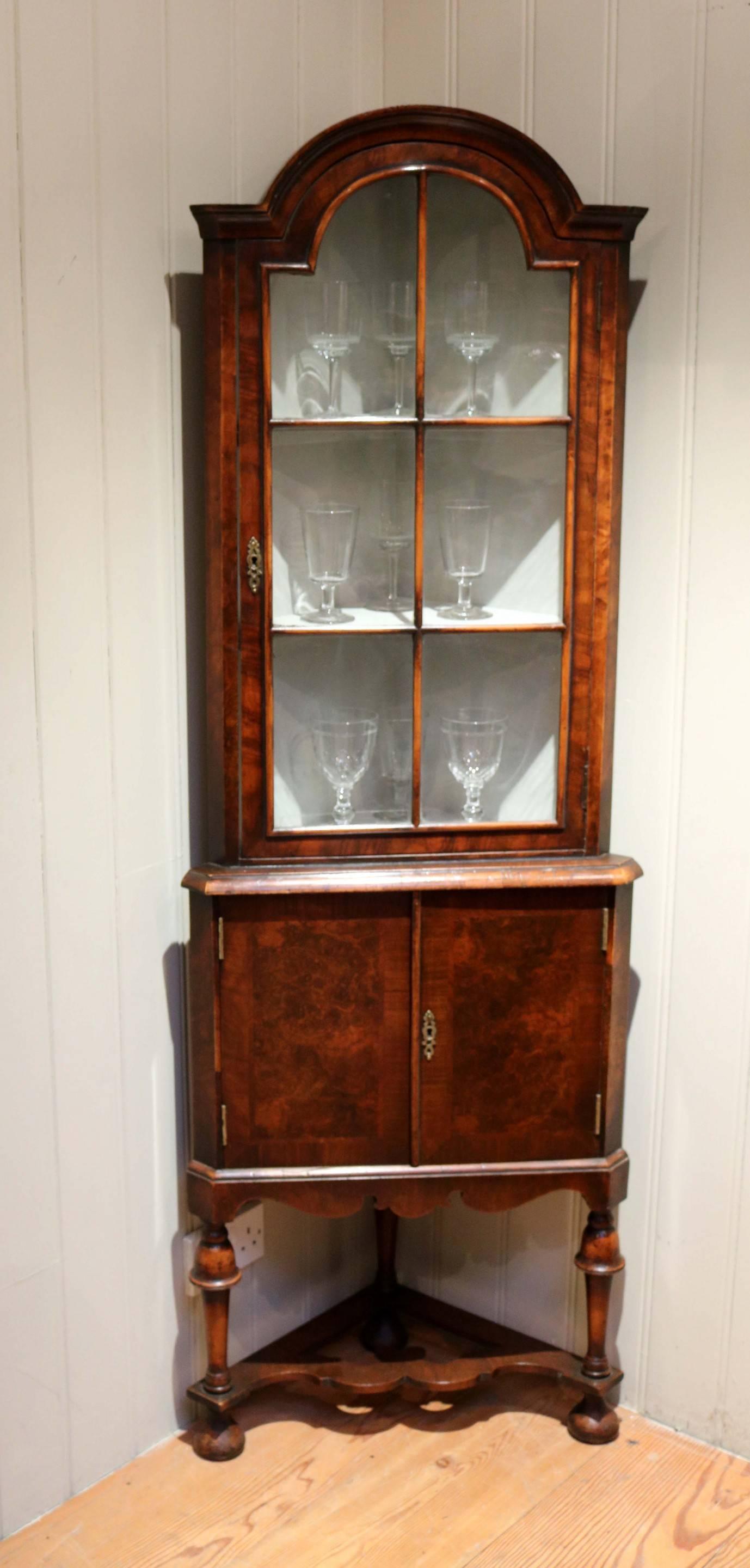 Burr Walnut Corner Display Cabinet 2