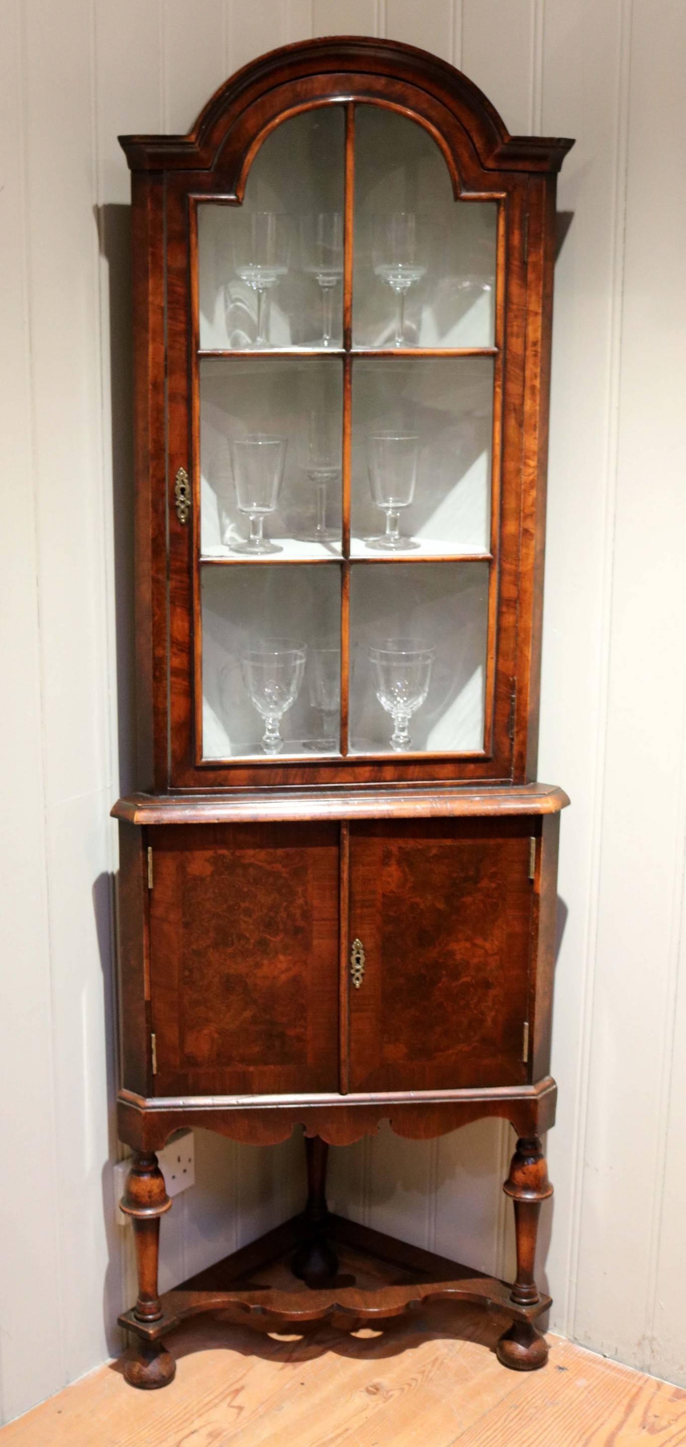 Burr Walnut Corner Display Cabinet 3