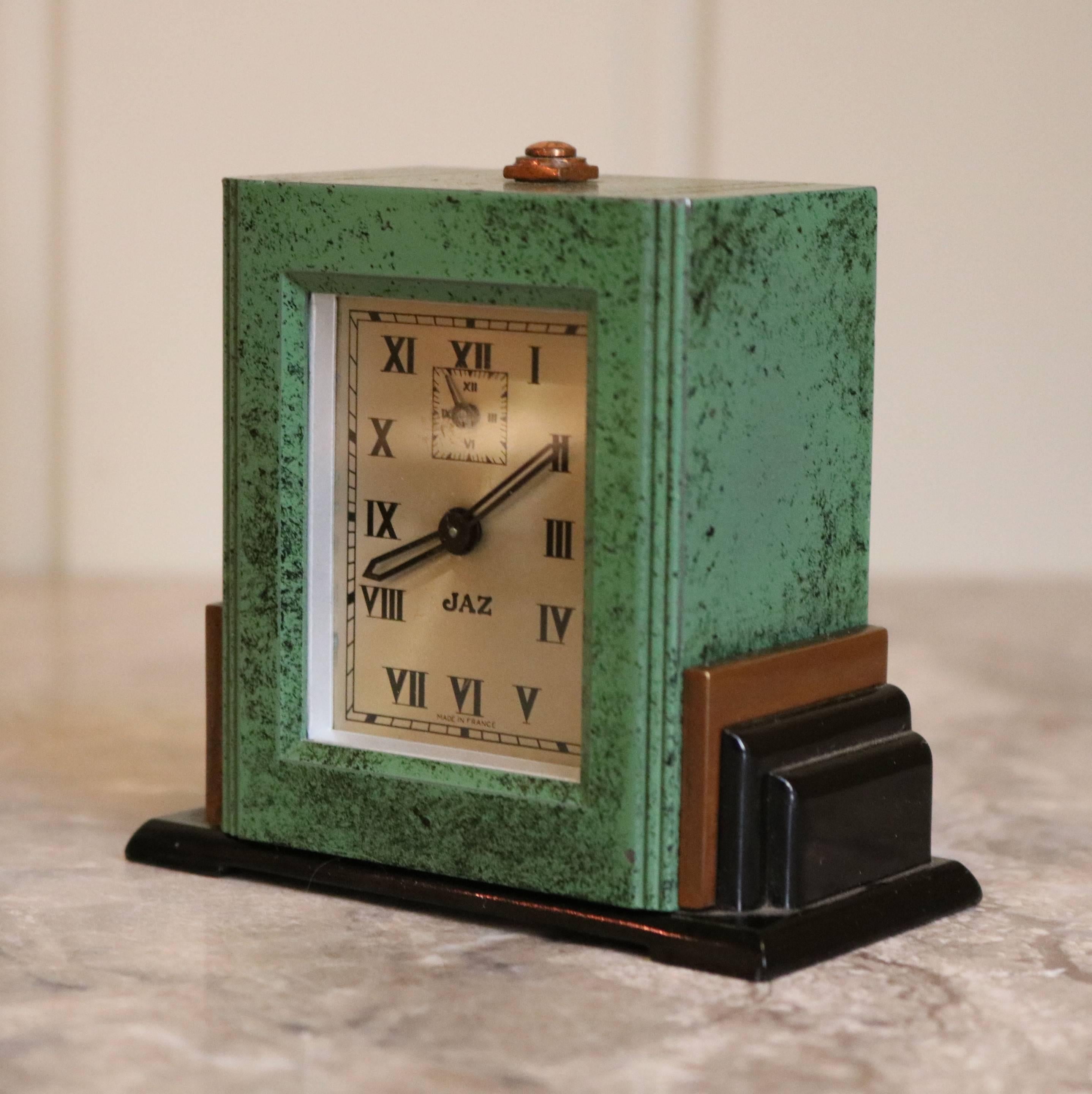 French Art Deco Travelling Alarm Clock and Case