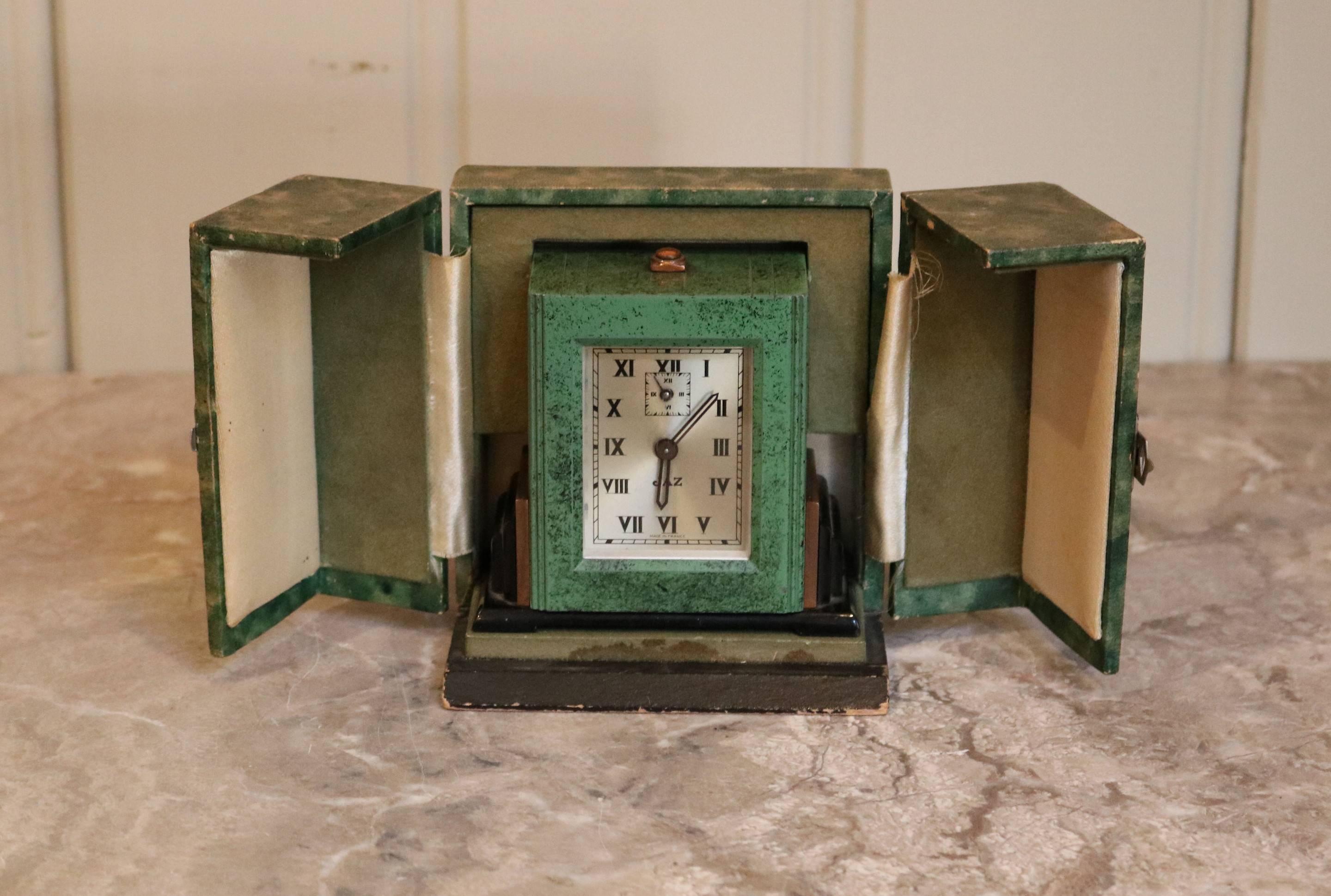 Art Deco Travelling Alarm Clock and Case 1