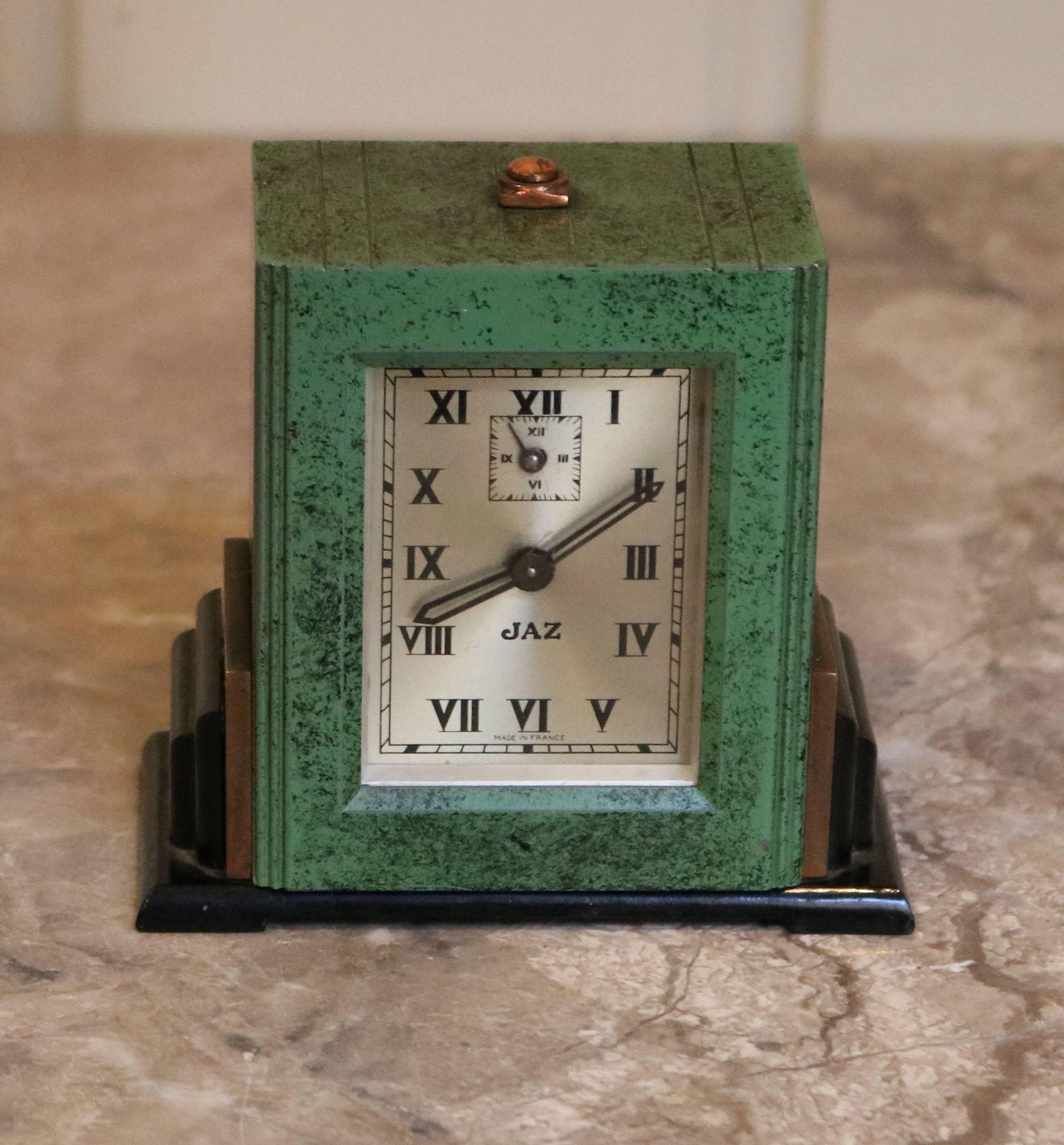 Art Deco Travelling Alarm Clock and Case 3