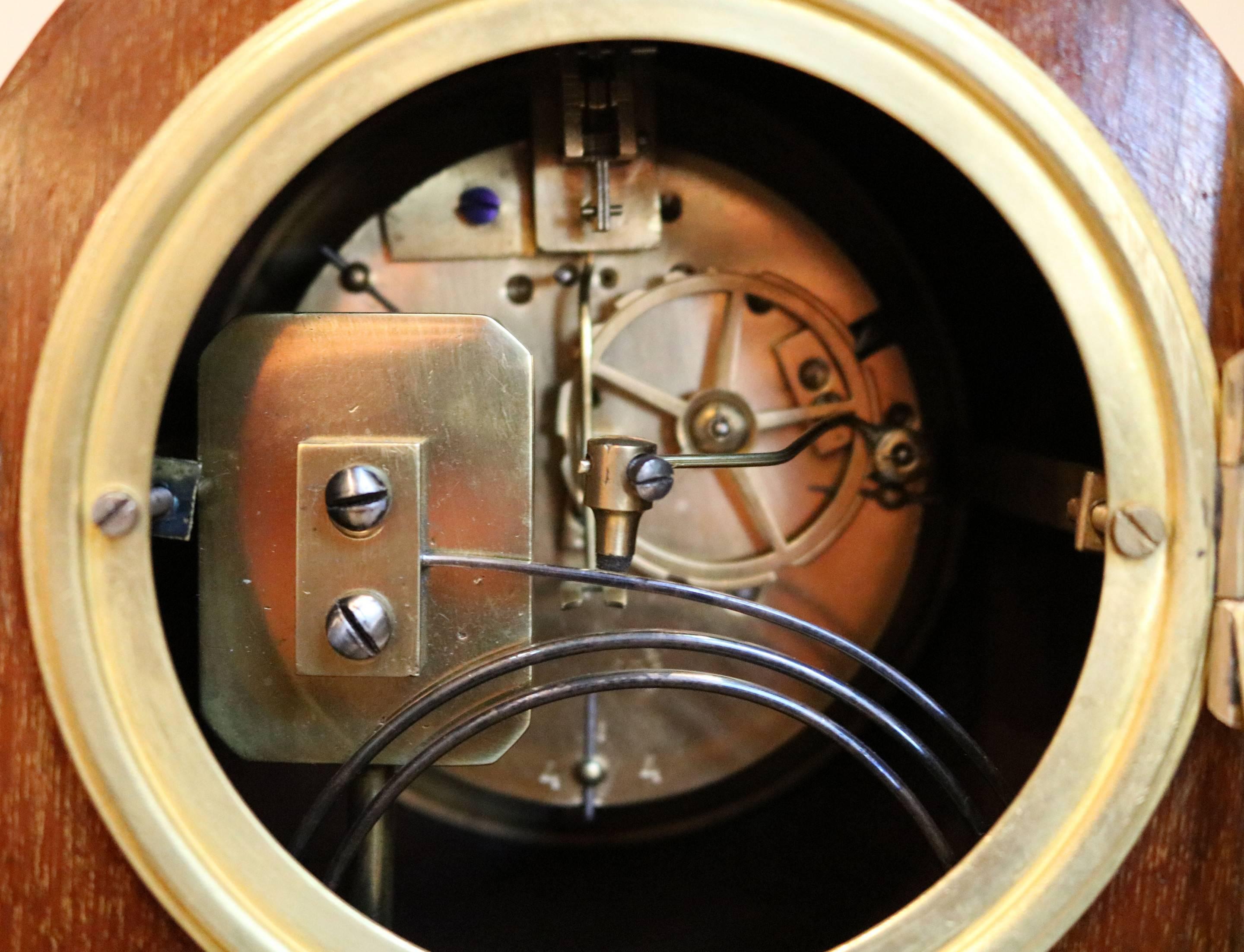 20th Century Edwardian Mahogany and Inlay Striking Mantel Clock