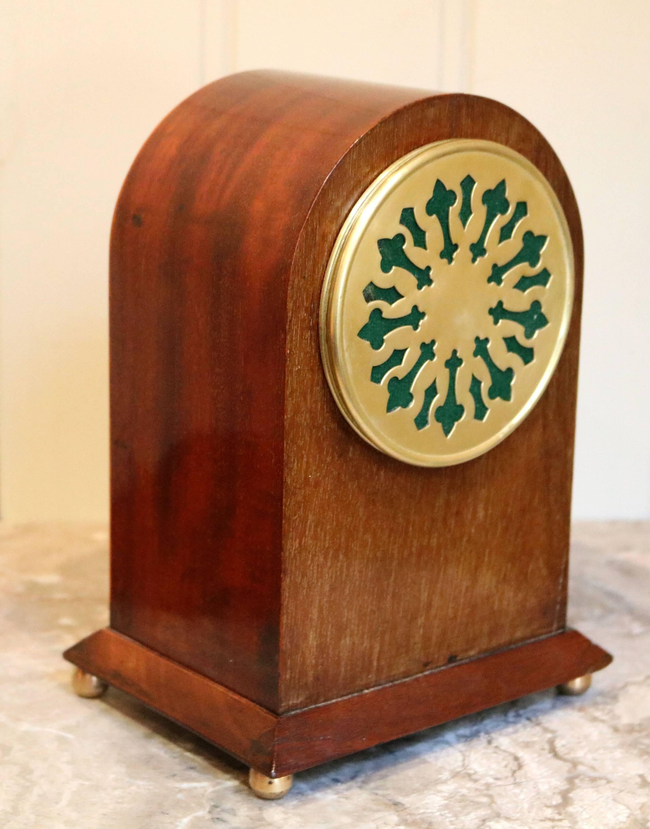 Edwardian Mahogany and Inlay Striking Mantel Clock 1