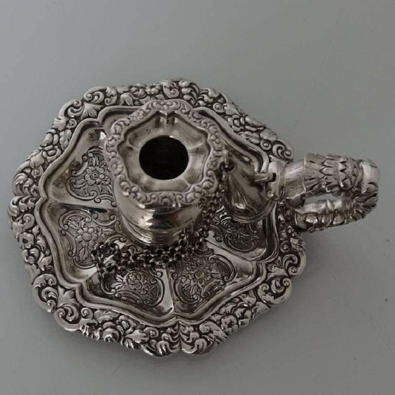 British Antique George IV Sterling Silver Scottish Chamber-Stick Makers Mark A.E For Sale