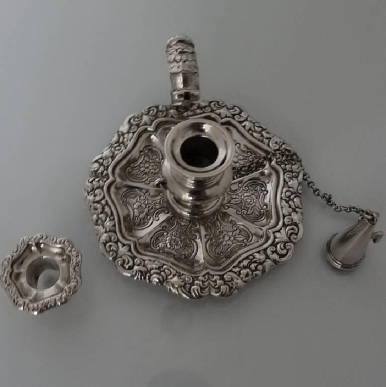 Antique George IV Sterling Silver Scottish Chamber-Stick Makers Mark A.E In Good Condition For Sale In 53-64 Chancery Lane, London
