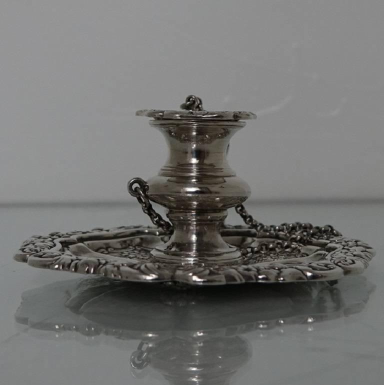 19th Century Antique George IV Sterling Silver Scottish Chamber-Stick Makers Mark A.E For Sale