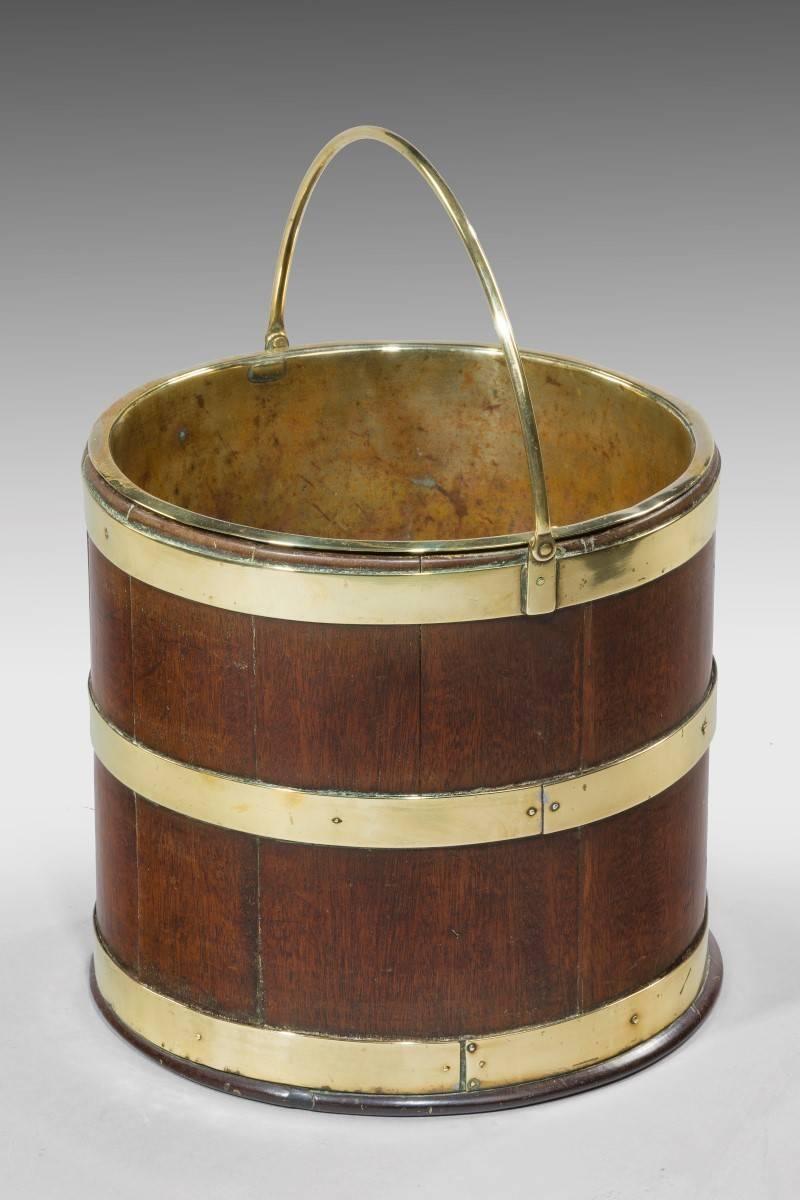George III 18th Century Brass Bound Bucket For Sale