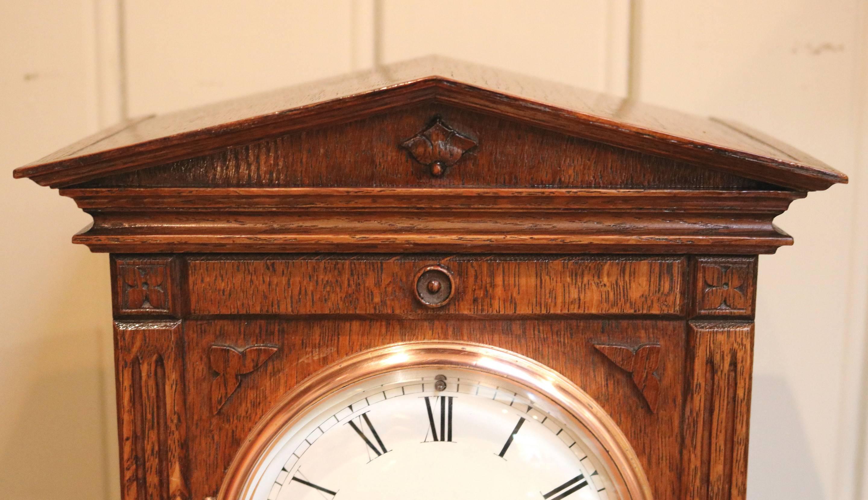 German Edwardian Oak Mantel Clock by Lenzkirch For Sale