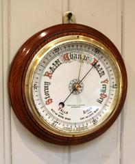 Circular Oak Aneroid Barometer