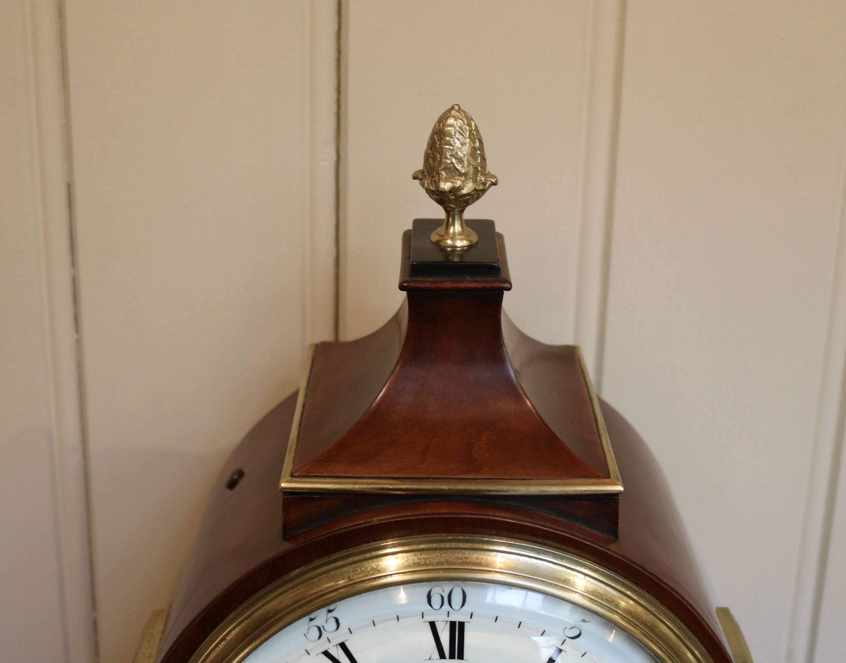 English Georgian Mahogany Balloon Clock