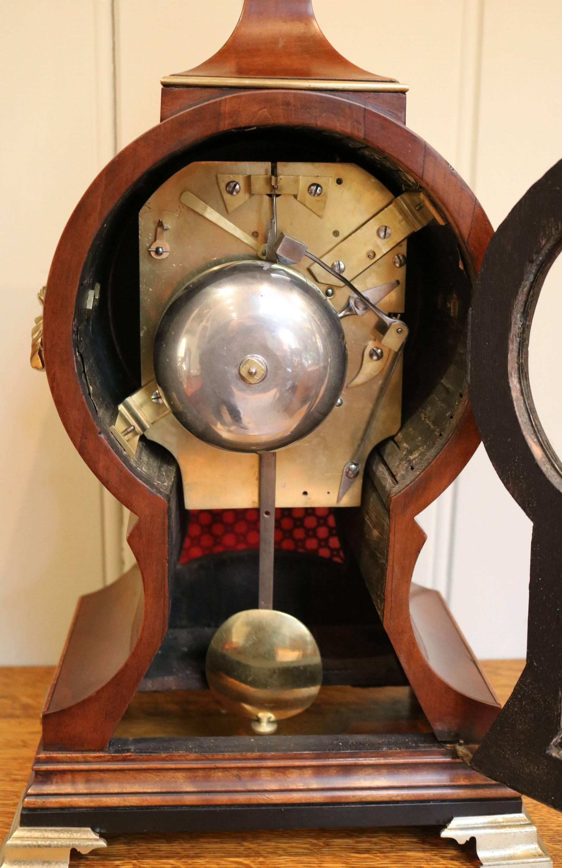 Georgian Mahogany Balloon Clock 4