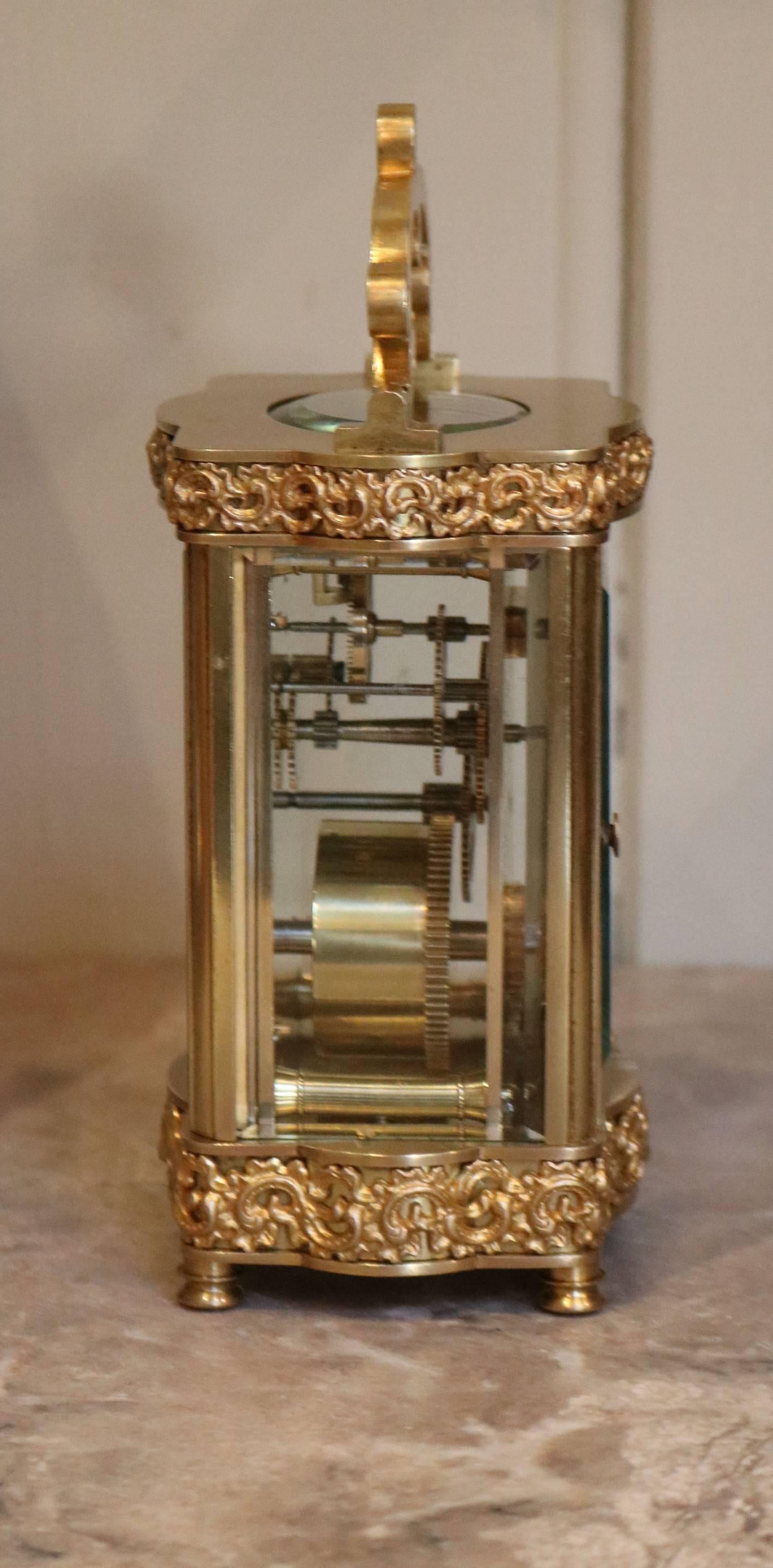 19th Century Ornate French Brass Carriage Clock