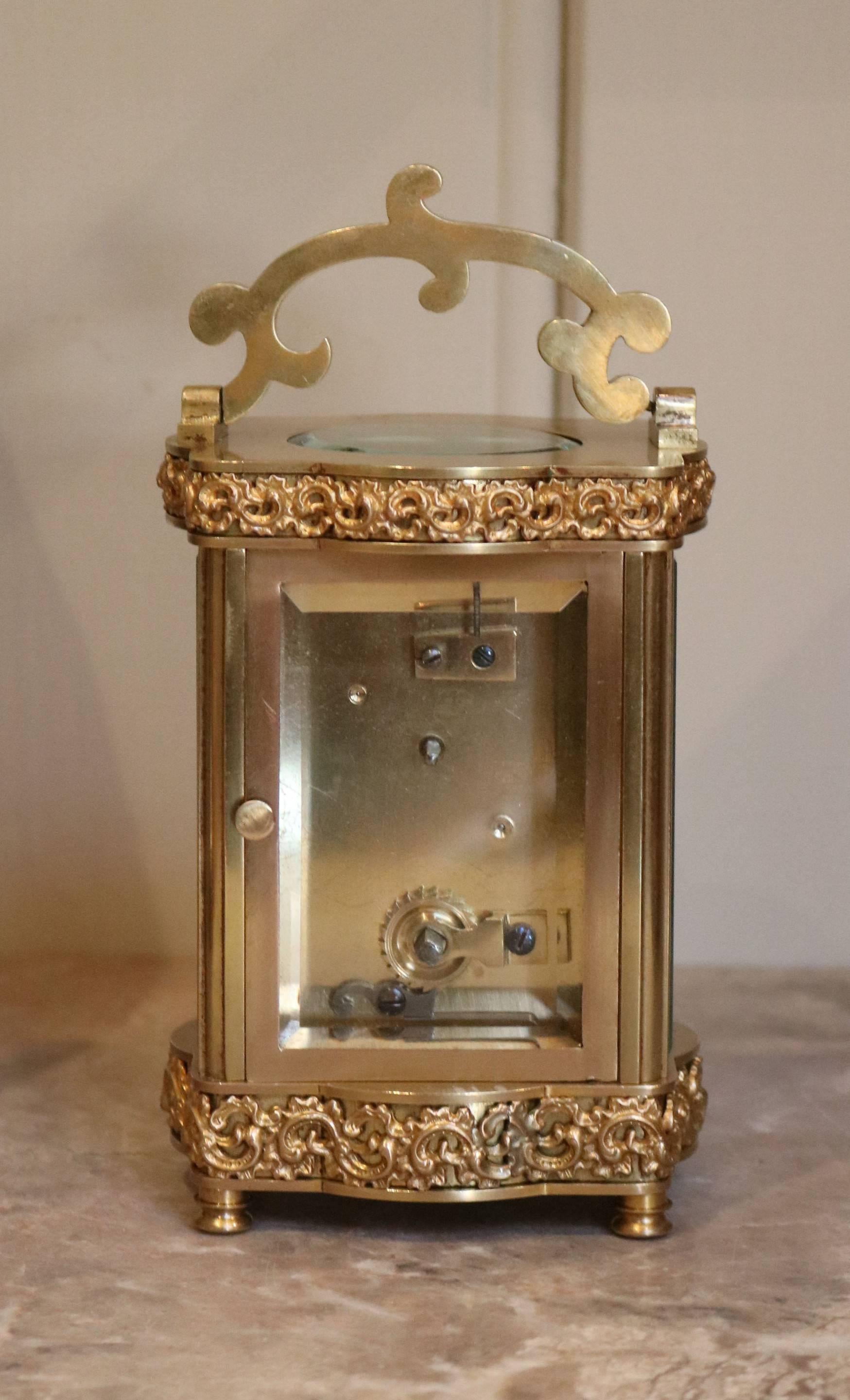 Ornate French Brass Carriage Clock 1
