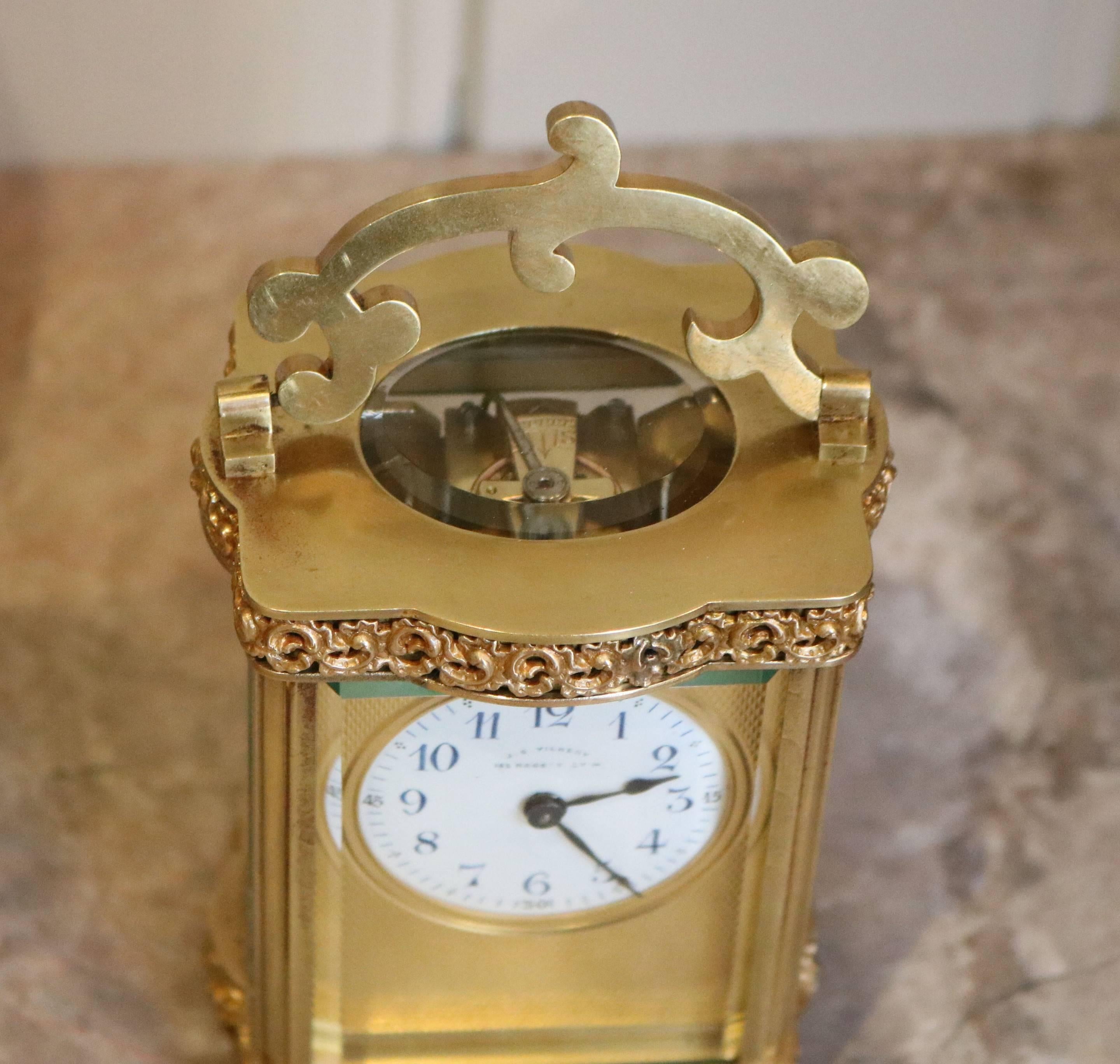 Ornate French Brass Carriage Clock 2