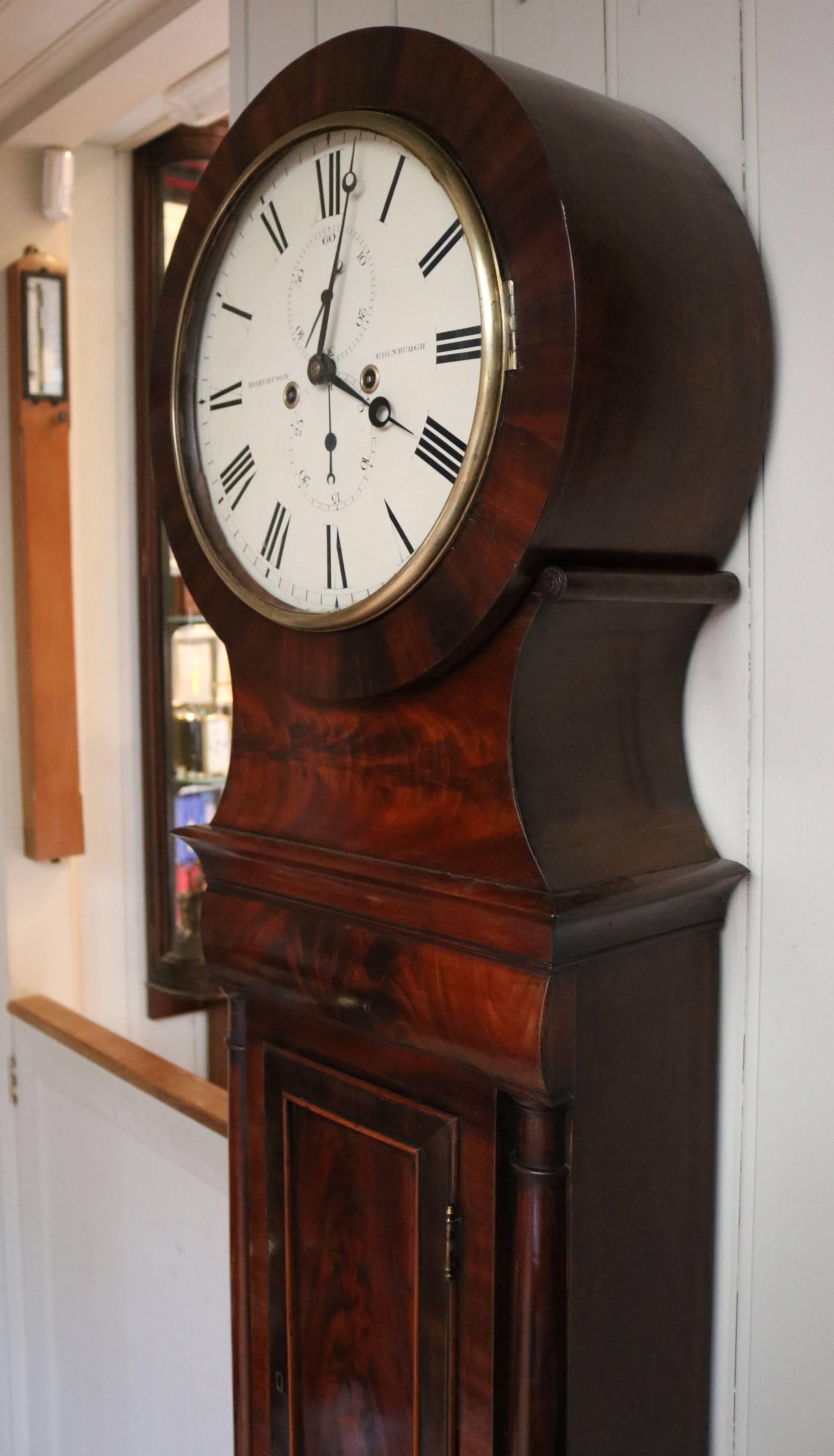Scottish Mahogany Drumhead Longcase Clock In Good Condition In Buckinghamshire, GB