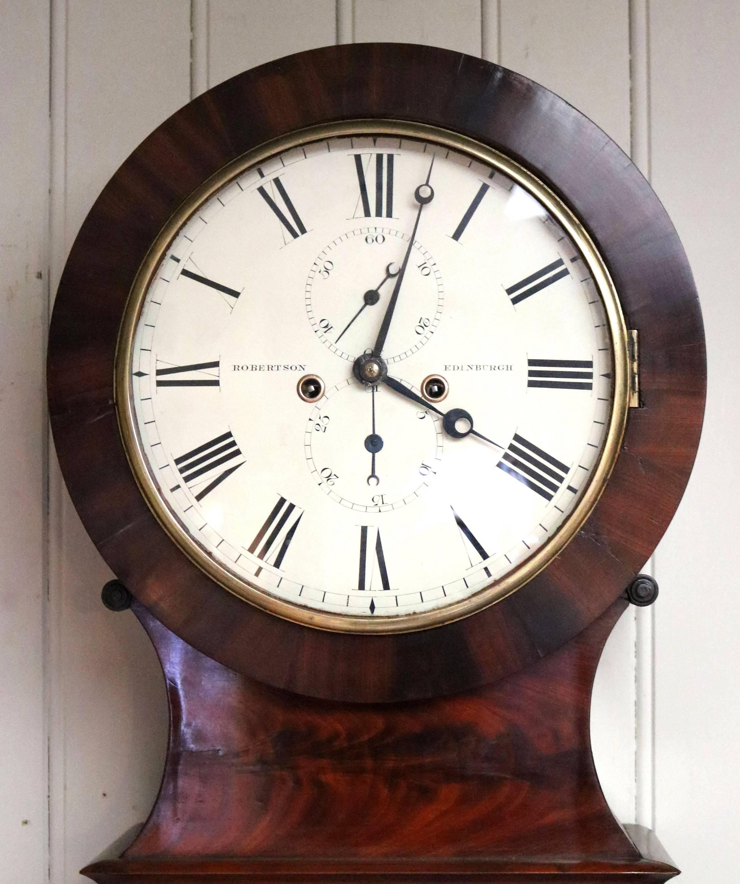 Scottish Mahogany Drumhead Longcase Clock 1