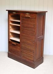 French Oak Double Tambour Front Filing Cabinet