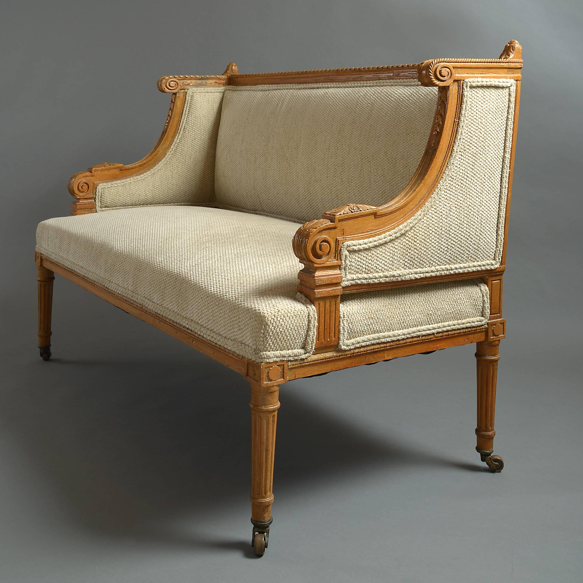 French 19th Century Louis XVI Style Carved Beechwood Canapé or Sofa